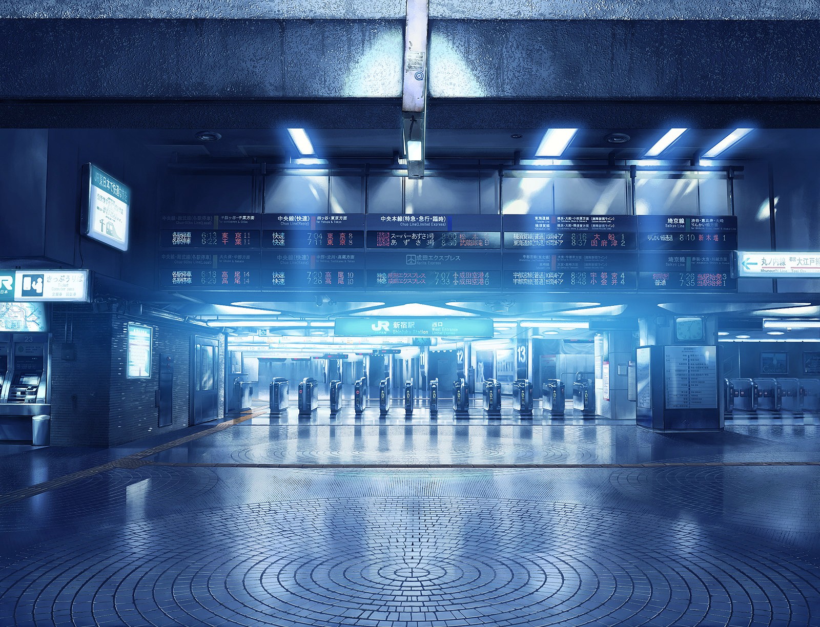 General 1600x1224 subway Japan Asia numbers city blue Makoto Shinkai  5 Centimeters Per Second