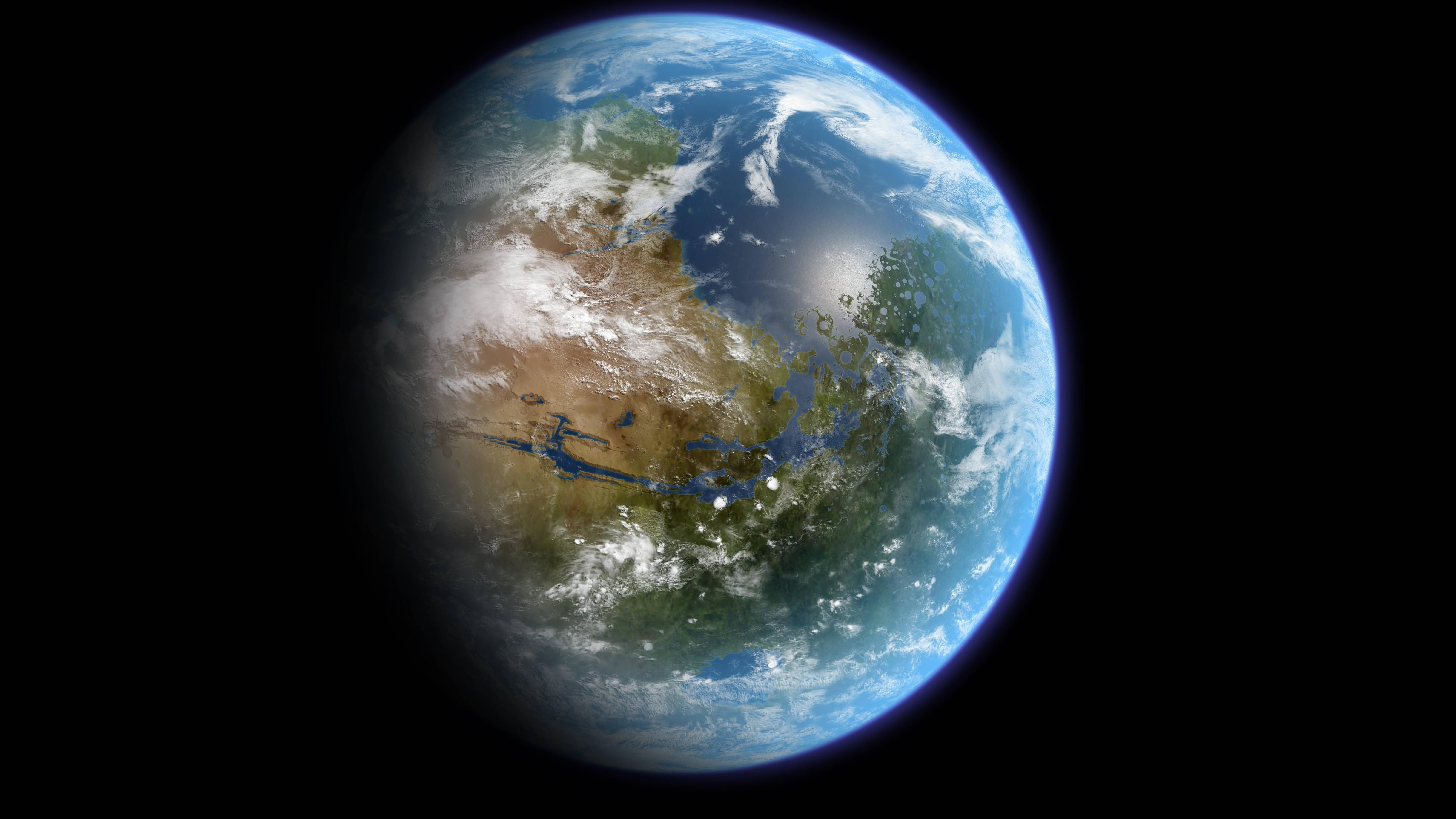 General 6332x3560 space planet Terraform atmosphere clouds sea satellite science fiction globes space art digital art