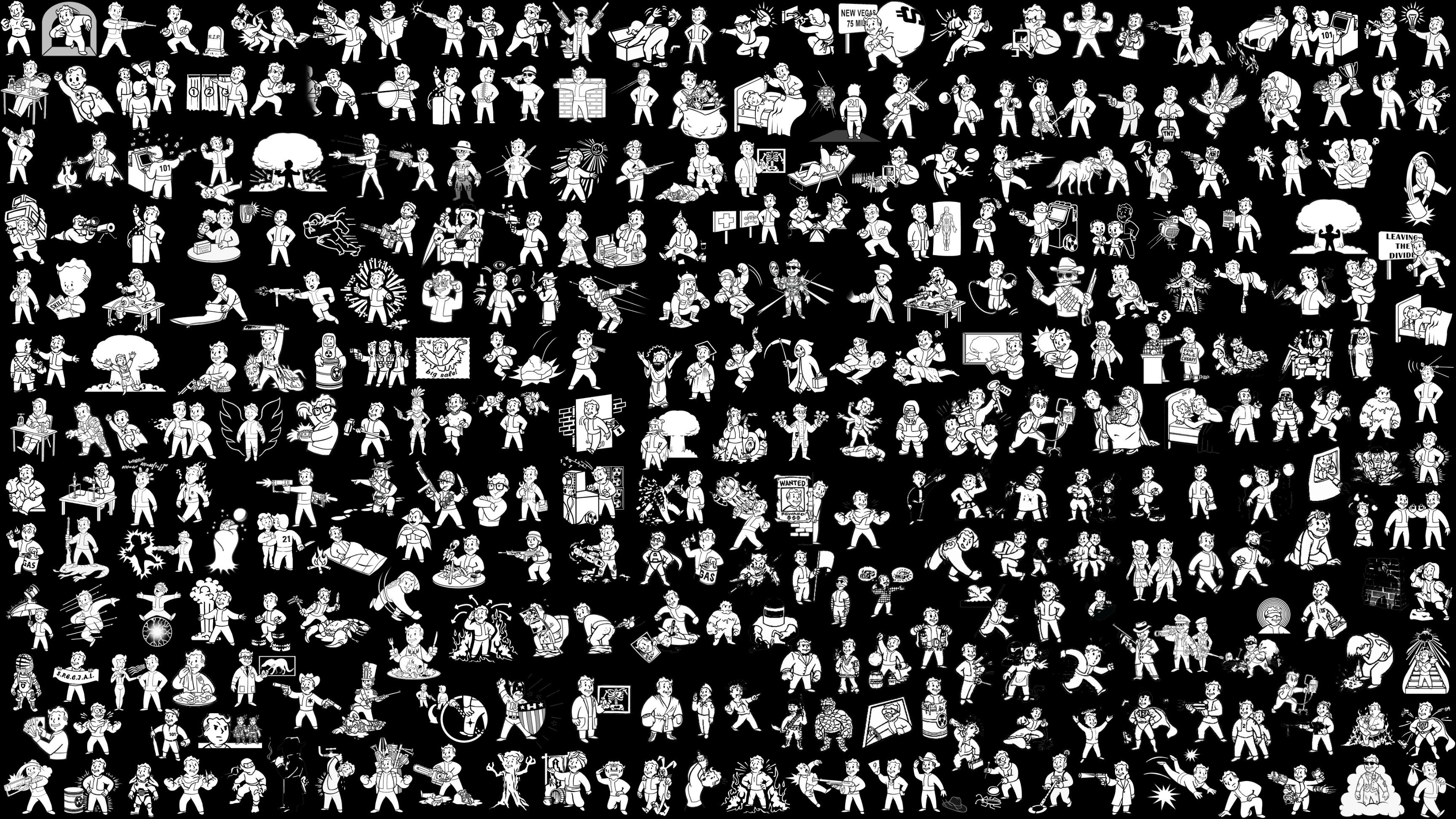 General 3456x1944 Fallout Vault Boy video games monochrome PC gaming collage DeviantArt video game art