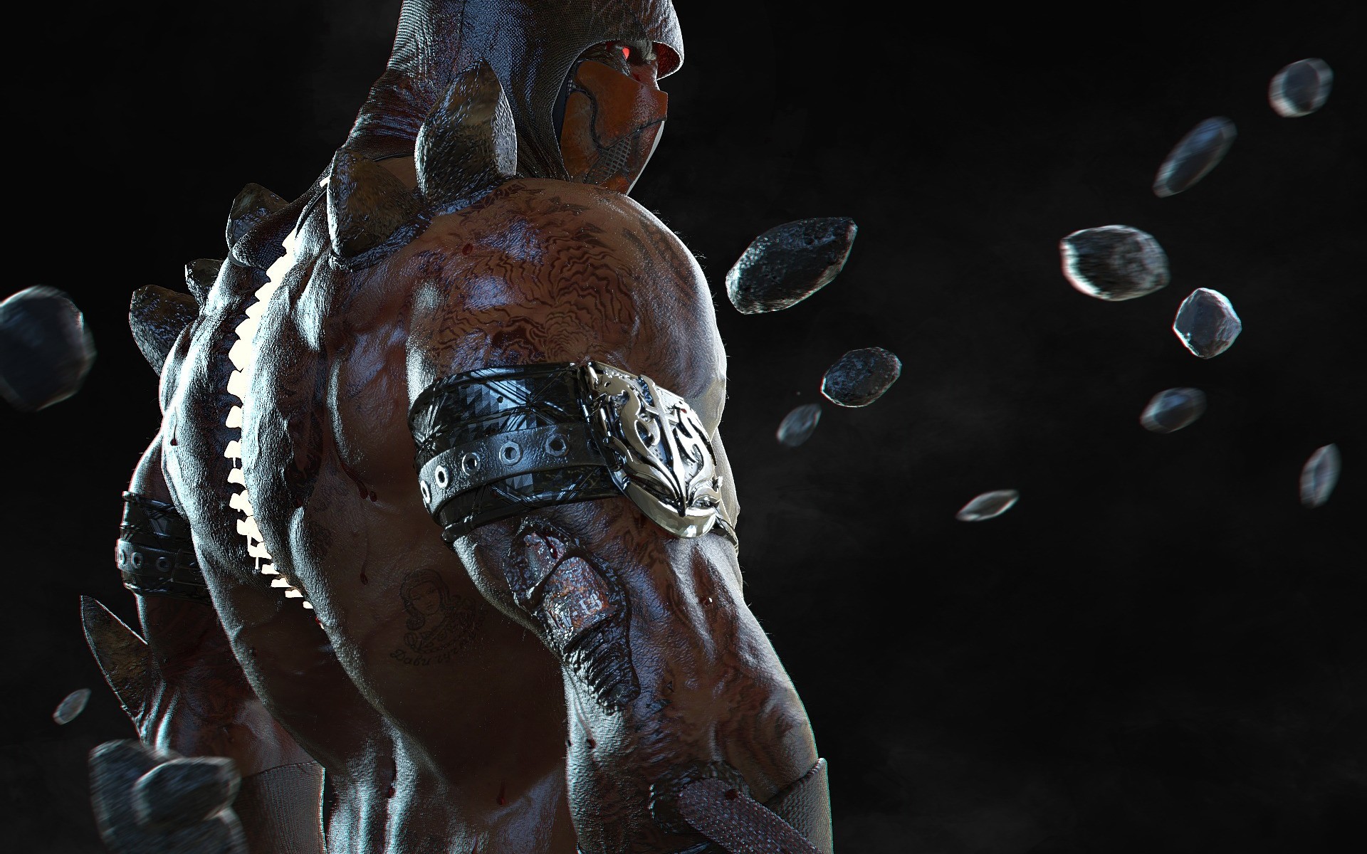 General 1920x1200 Mortal Kombat X video game warriors red eyes video games glowing eyes muscular video game men video game characters mask Tremor (Mortal Kombat)