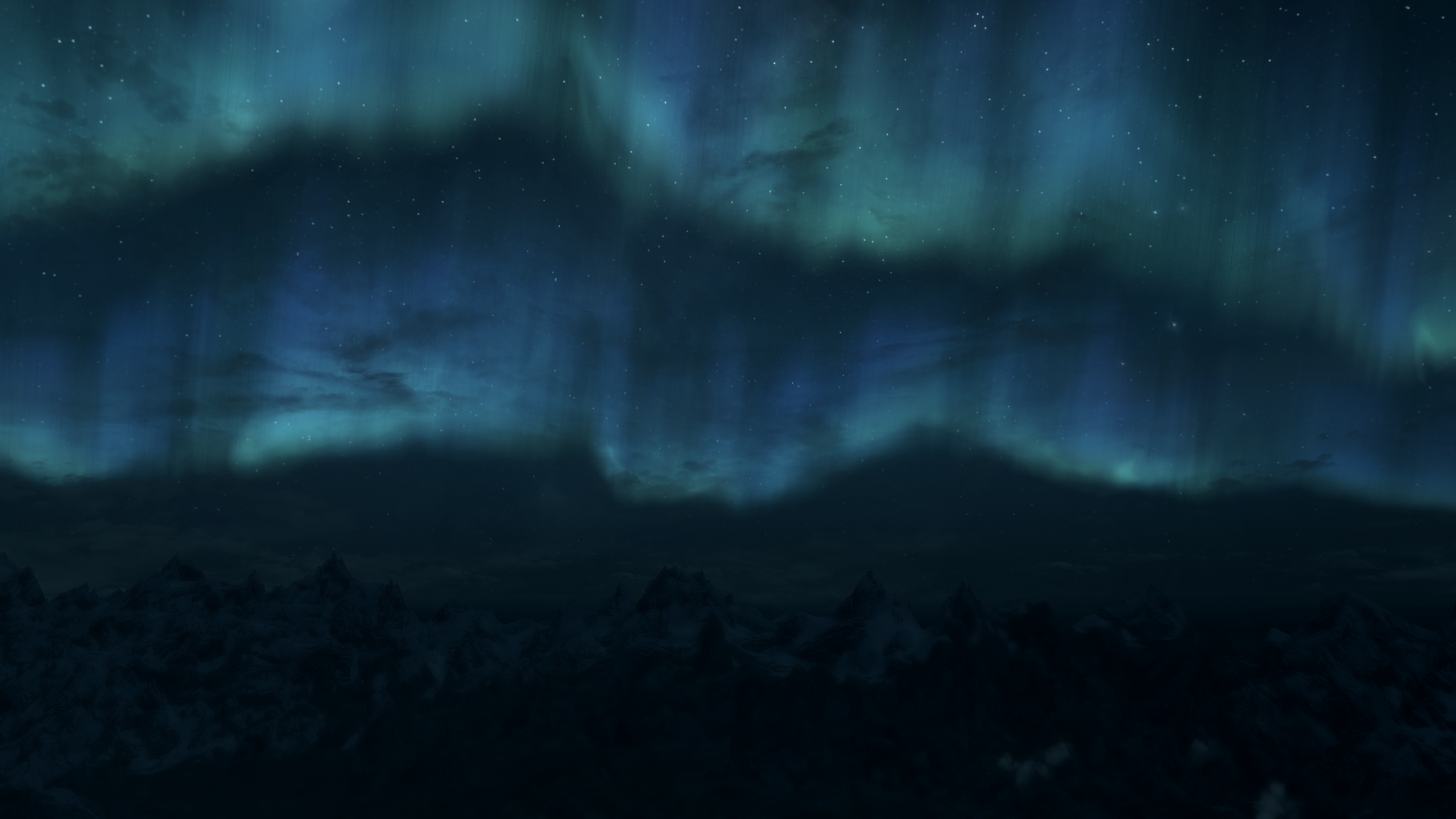 General 2560x1440 The Elder Scrolls V: Skyrim aurorae landscape clouds video games dark RPG PC gaming screen shot