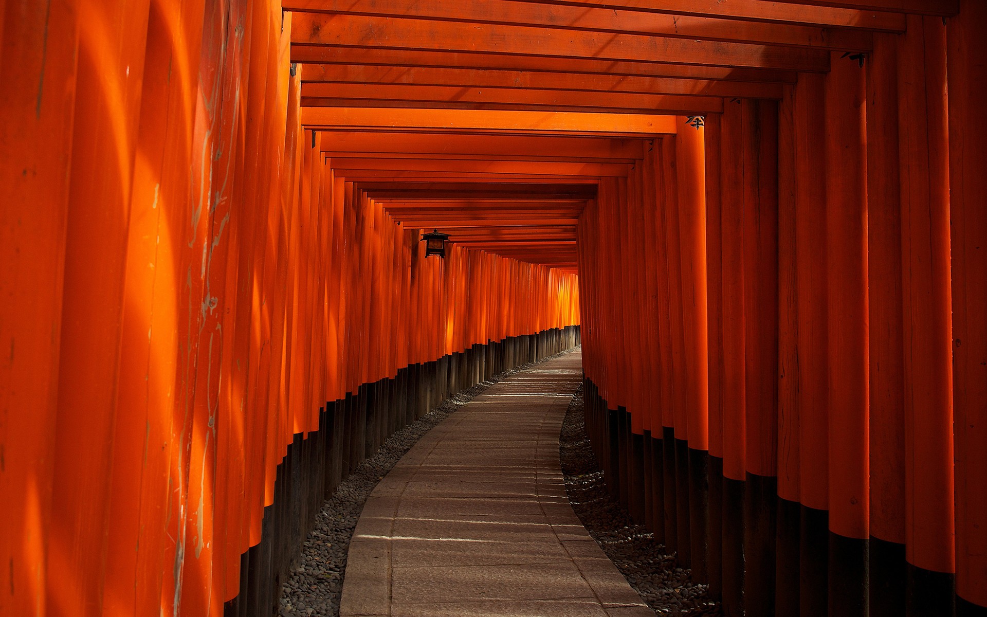 General 1920x1200 path wood Japan temple torii Kyoto orange red gravel pavements building lantern