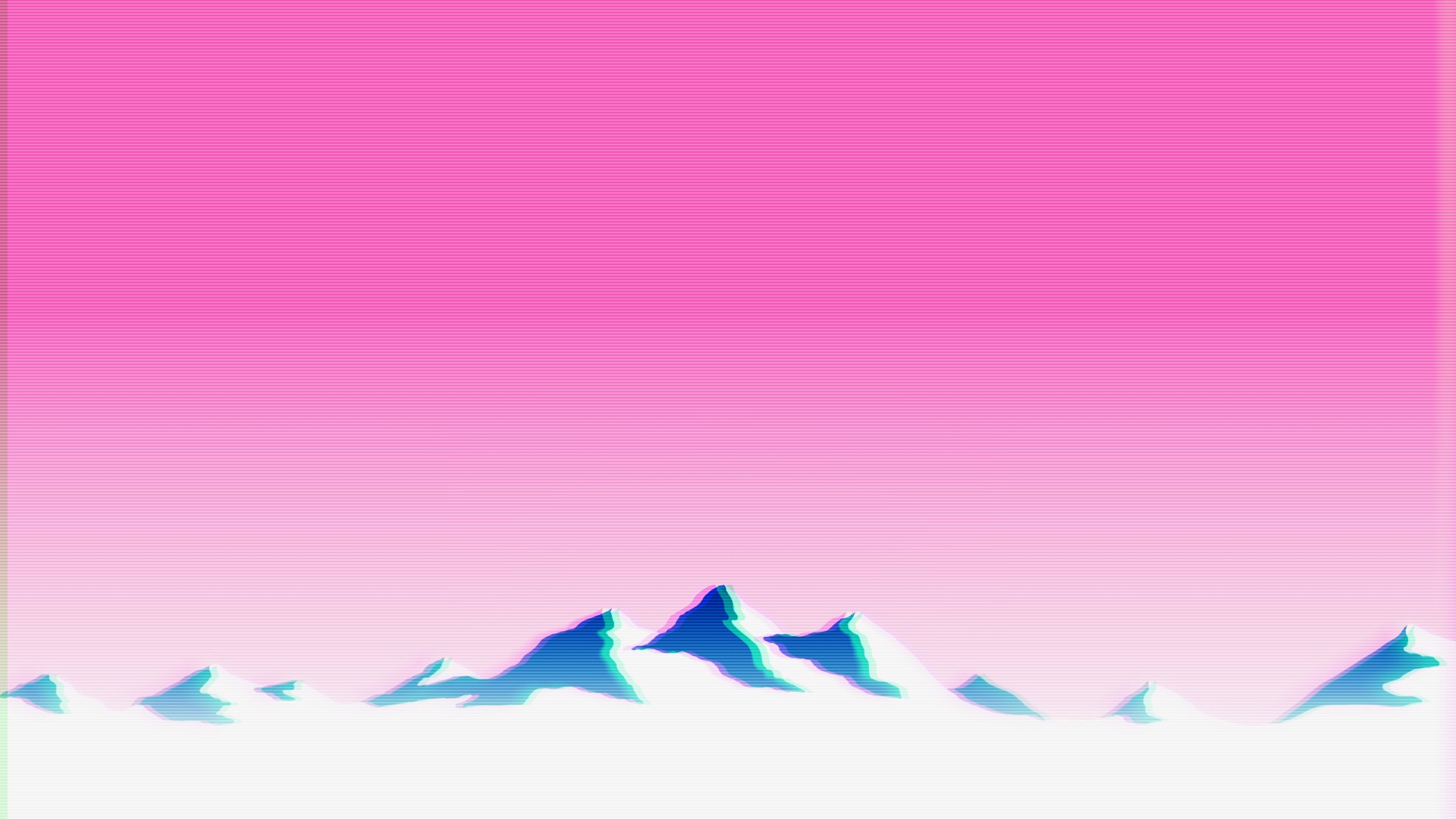 General 1920x1080 vaporwave glitch art mountains landscape pink background gradient digital art
