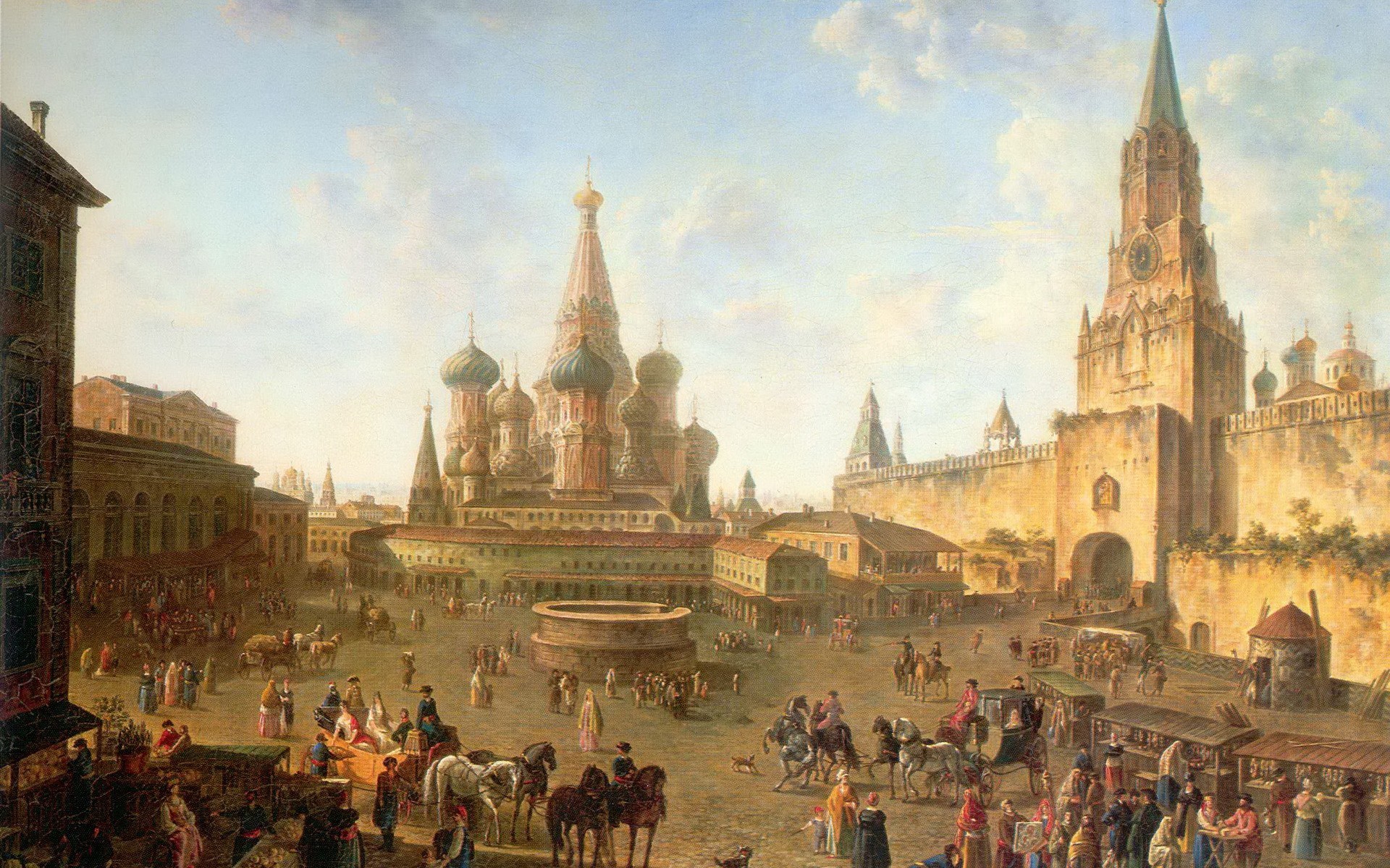 General 1920x1200 Russia Moscow Europe artwork painting cropped landmark Kremlin