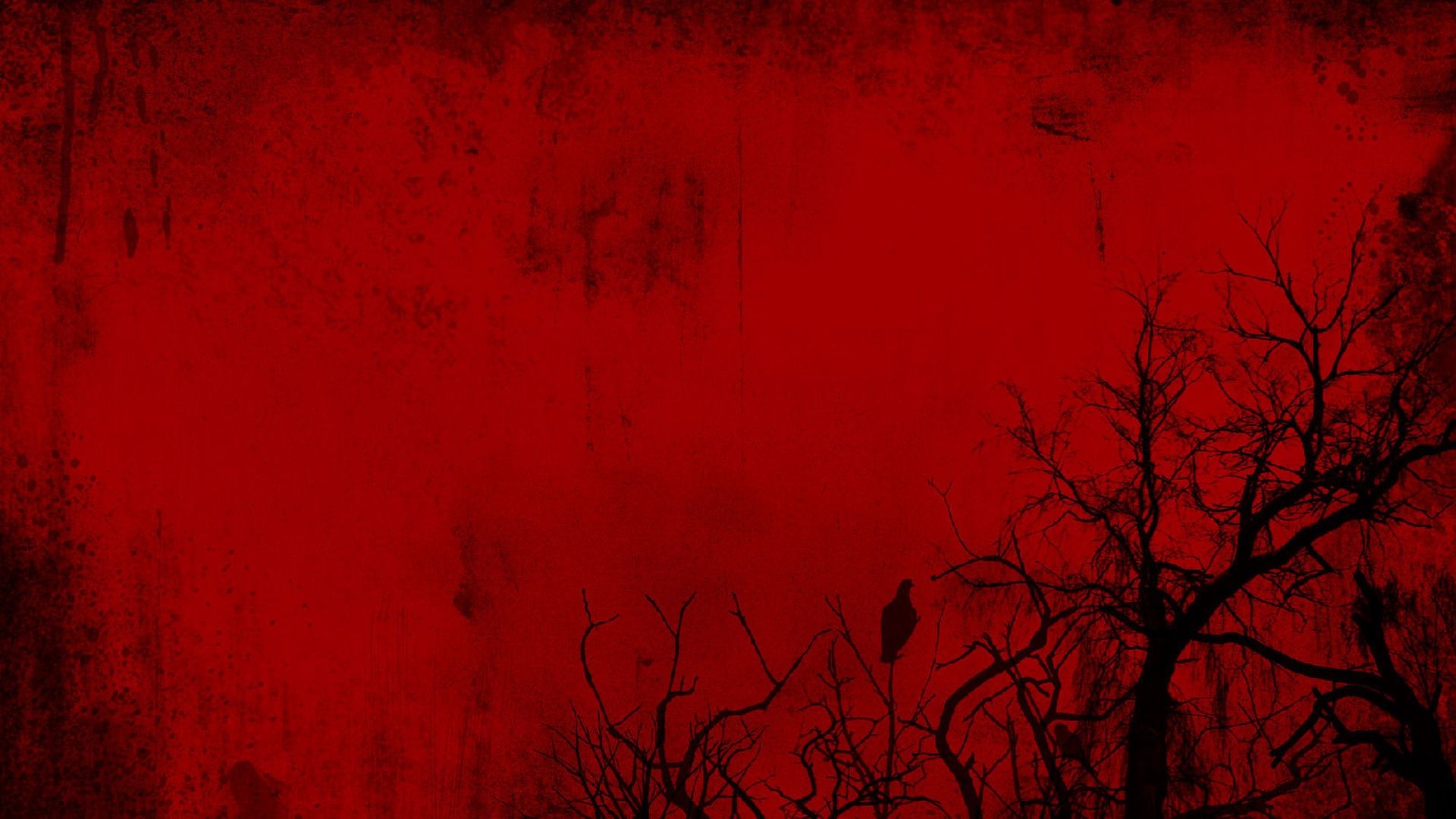 General 1920x1080 minimalism trees red background grunge artwork red