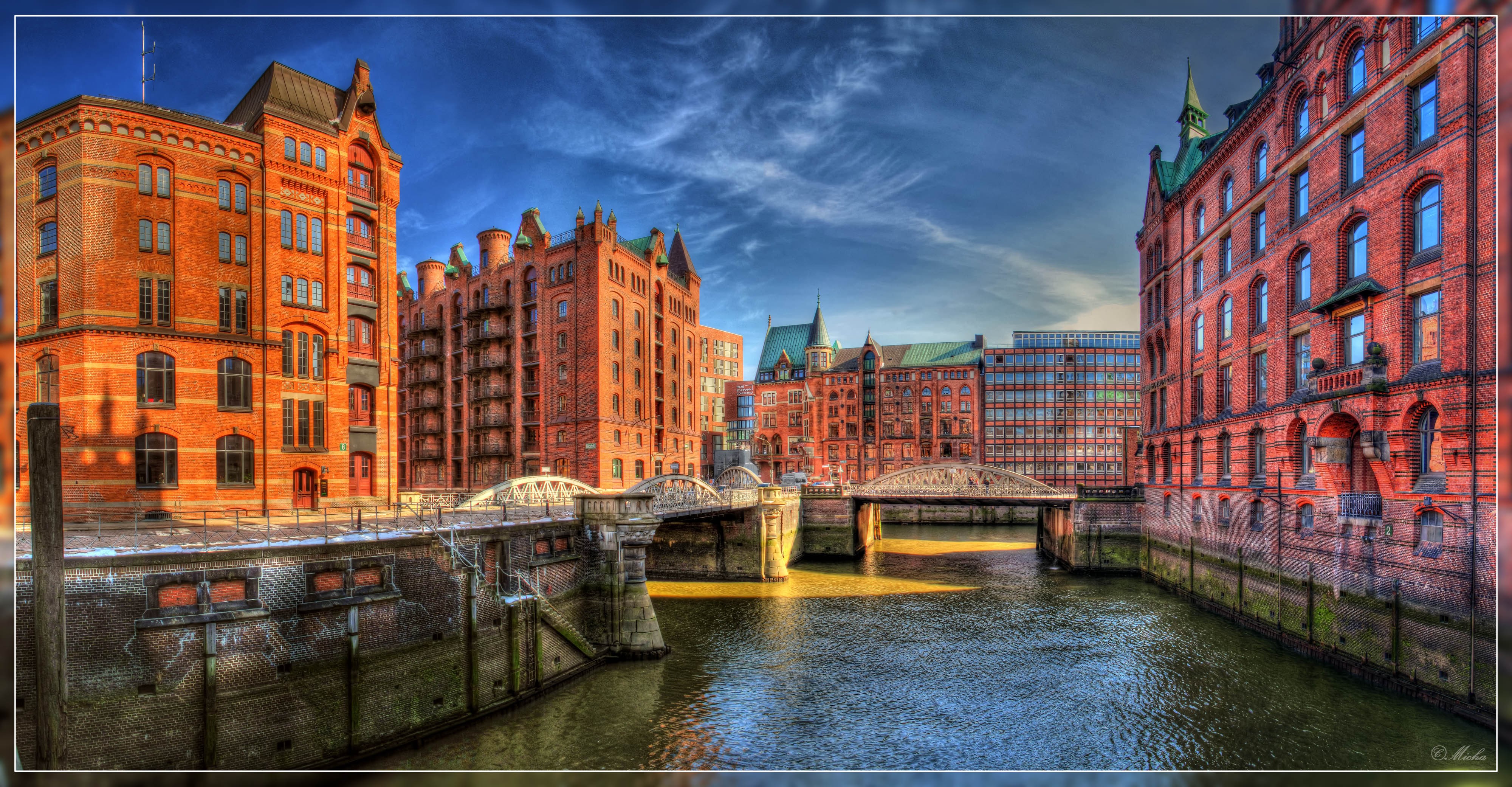 General 4000x2081 Hamburg Germany city canal HDR water sky frame