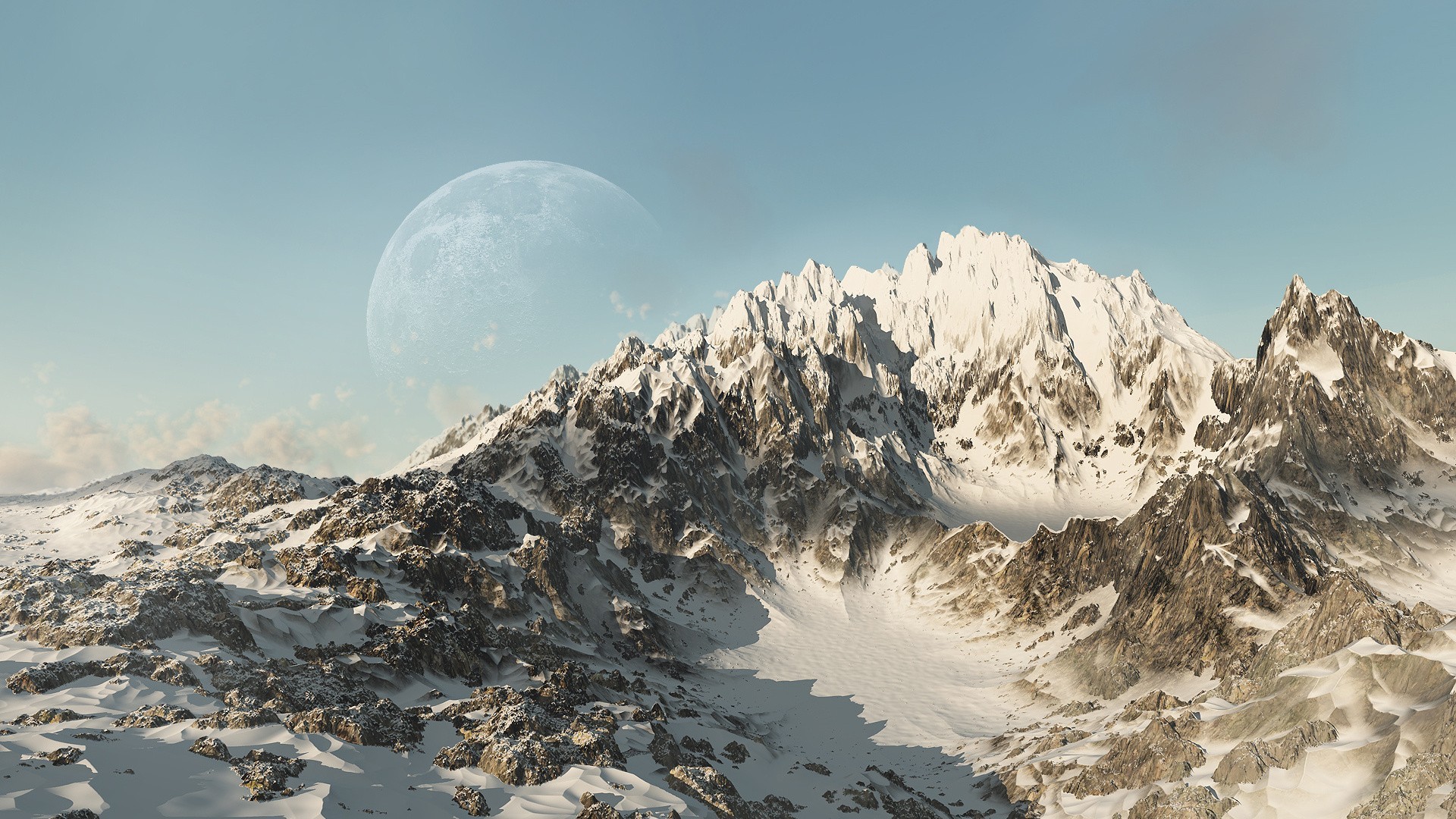 General 1920x1080 digital art mountains snow landscape planet outdoors snowy peak nature