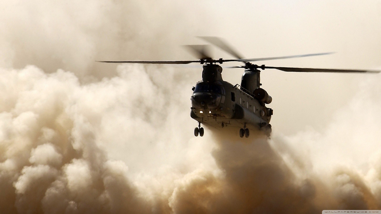 General 1600x900 military aircraft Boeing CH-47 Chinook helicopters dust beige flying military vehicle military vehicle clouds Dust cloud watermarked