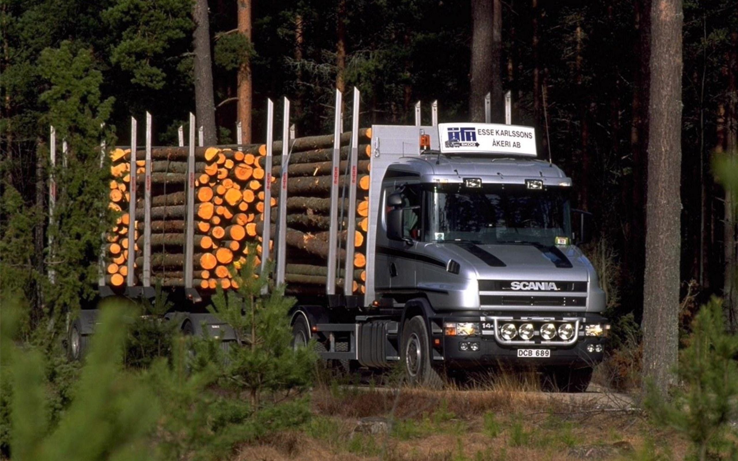 General 2560x1600 numbers silver truck wood vehicle Scania Swedish trucks trees frontal view