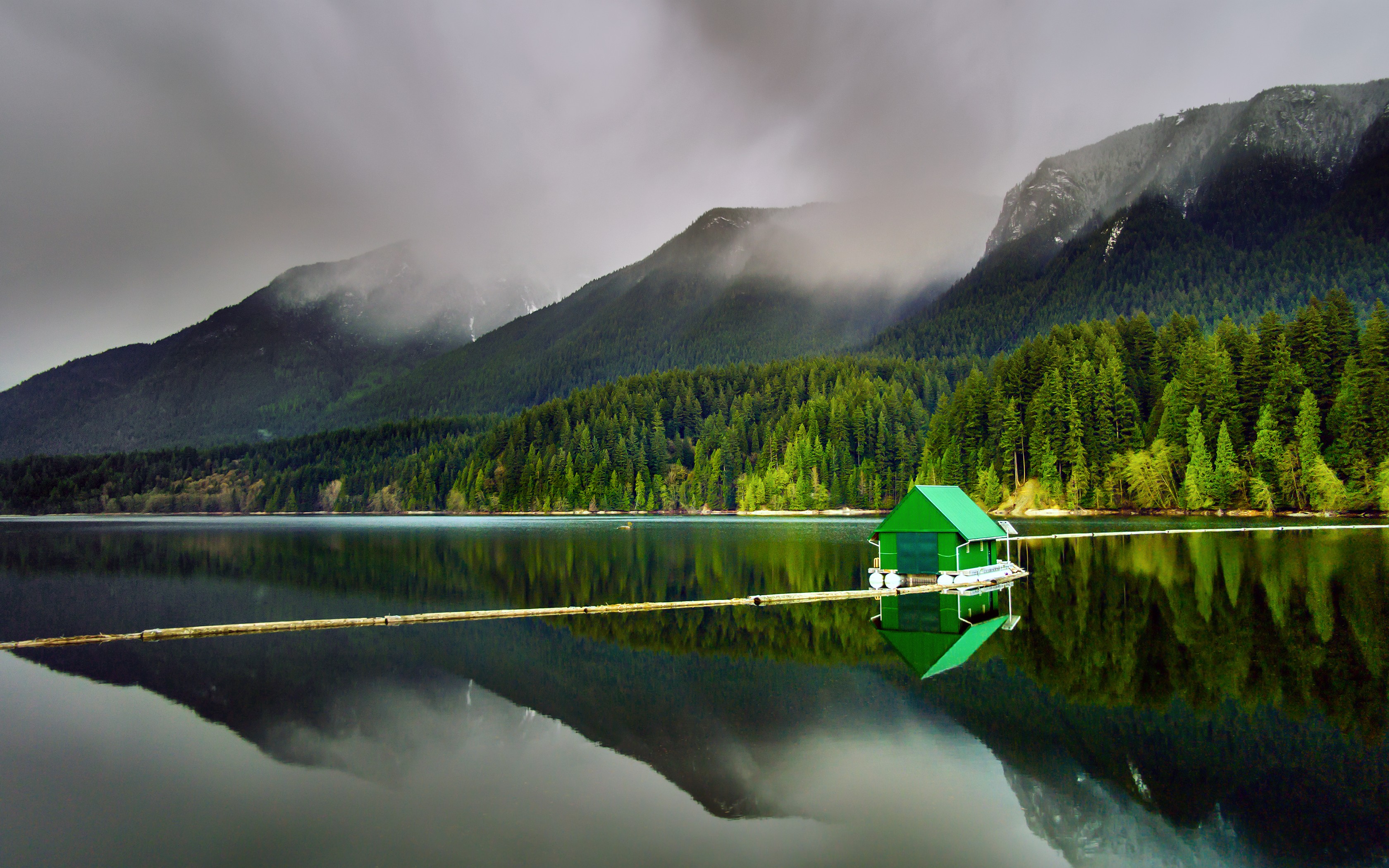 General 3360x2100 nature landscape reflection lake floating mountains forest summer water clouds