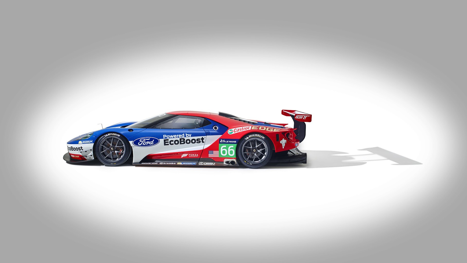 General 1920x1080 Ford GT Le Mans car race cars side view Ford GT Mk II Ford gradient simple background livery American cars car spoiler