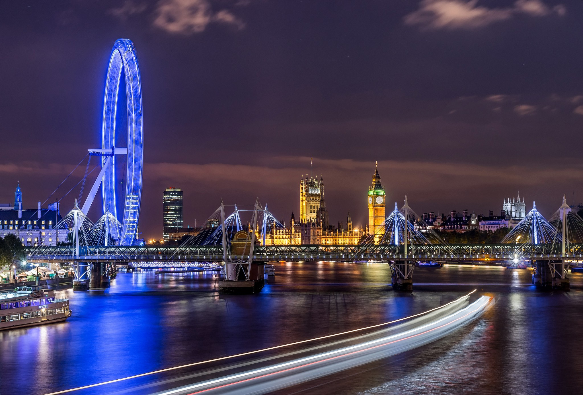 General 2048x1389 city building London Westminster River Thames London Eye night city lights cityscape long exposure