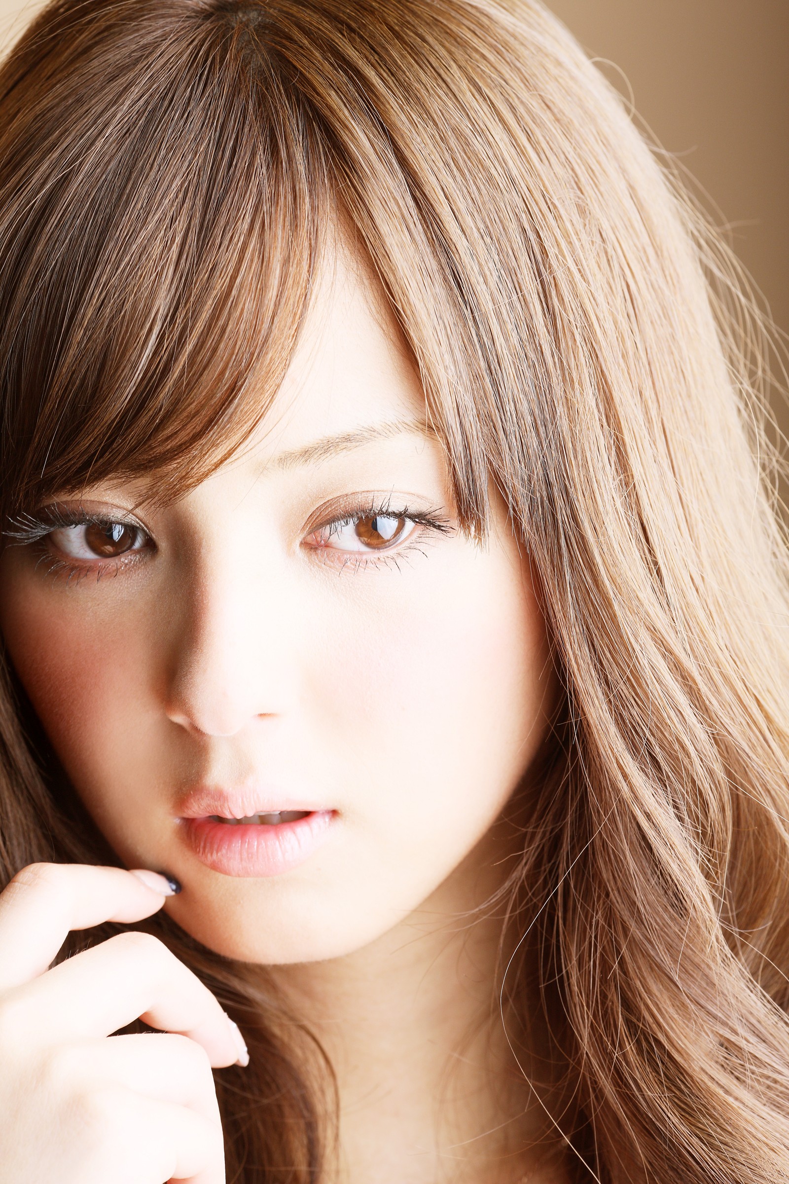 People 1600x2400 model Asian Nozomi Sasaki women brunette face brown eyes Japanese women Japanese model closeup