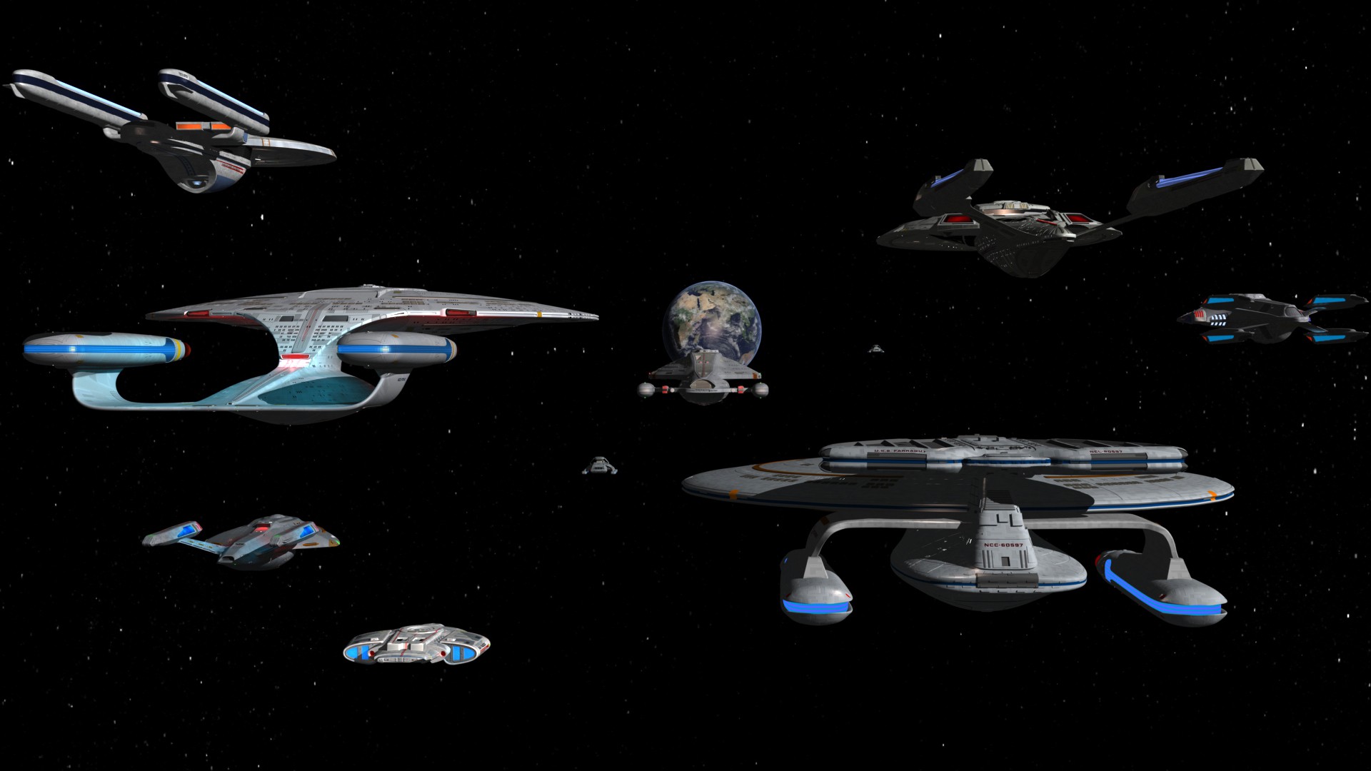 General 1920x1080 Star Trek spaceship space Earth Star Trek Voyager vehicle planet science fiction TV series Galaxy Class Cruiser Excelsior Class