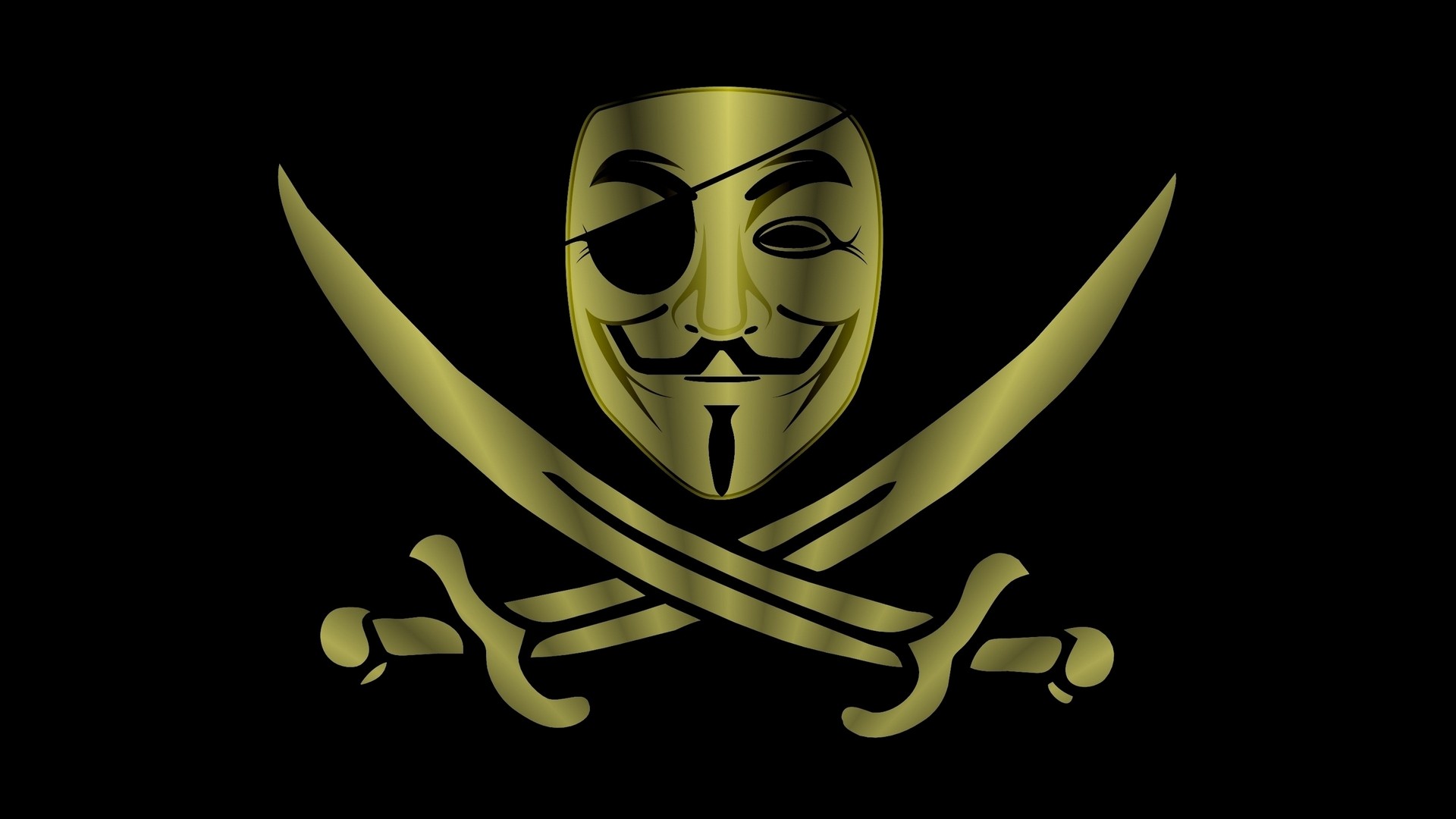 General 1920x1080 simple background Guy Fawkes mask eyepatches pirates mask weapon black background artwork