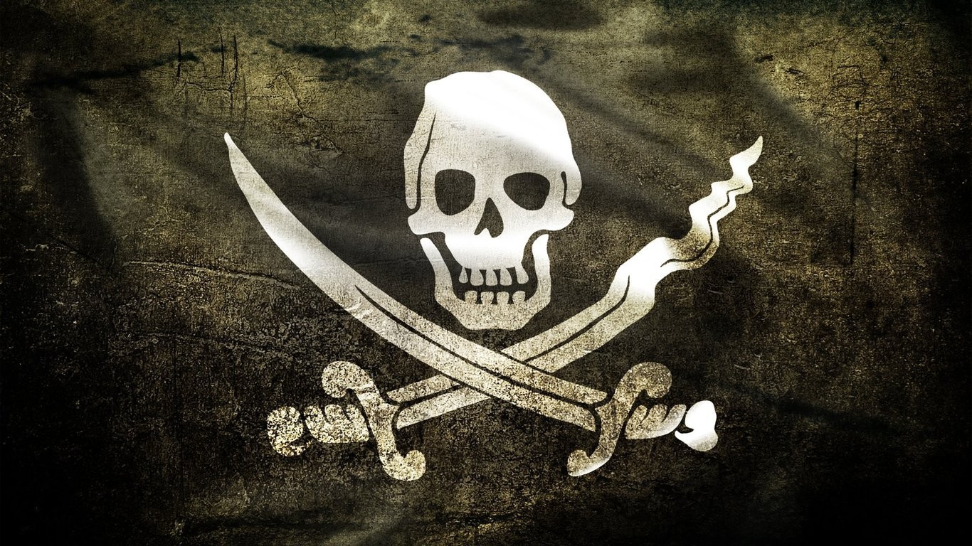 General 1366x768 pirates flag skull digital art