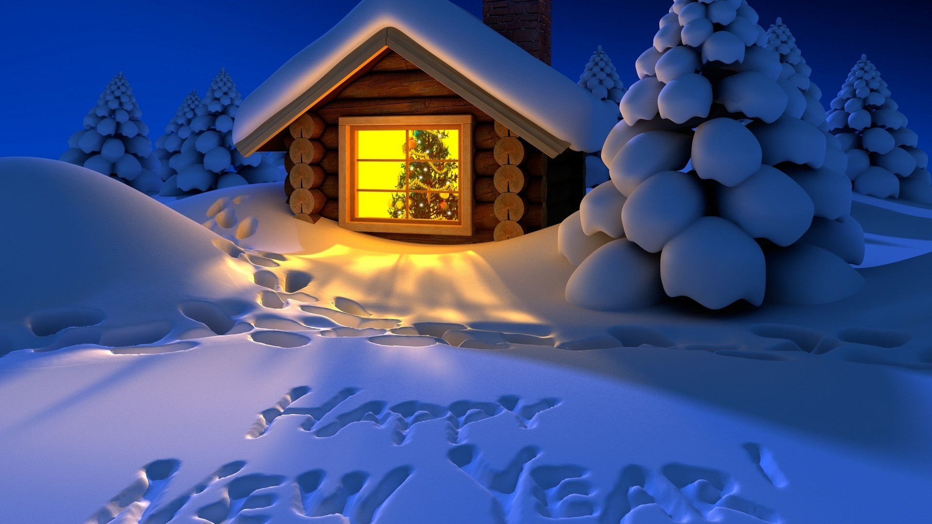 General 1920x1080 Christmas artwork digital art snow CGI holiday outdoors New Year