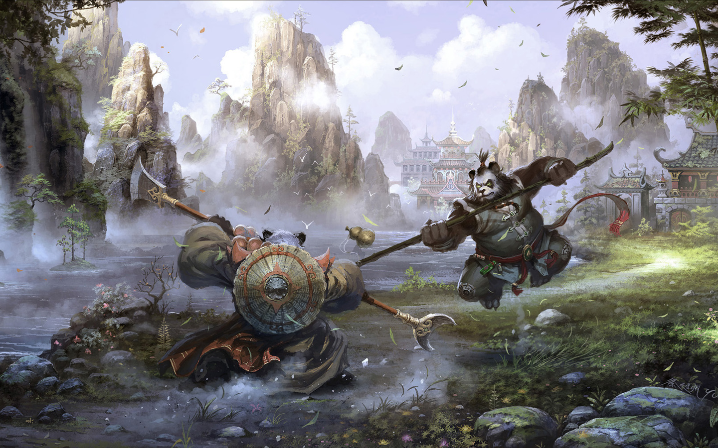 General 1440x900 World of Warcraft: Mists of Pandaria World of Warcraft video games warrior fantasy art PC gaming Blizzard Entertainment video game art