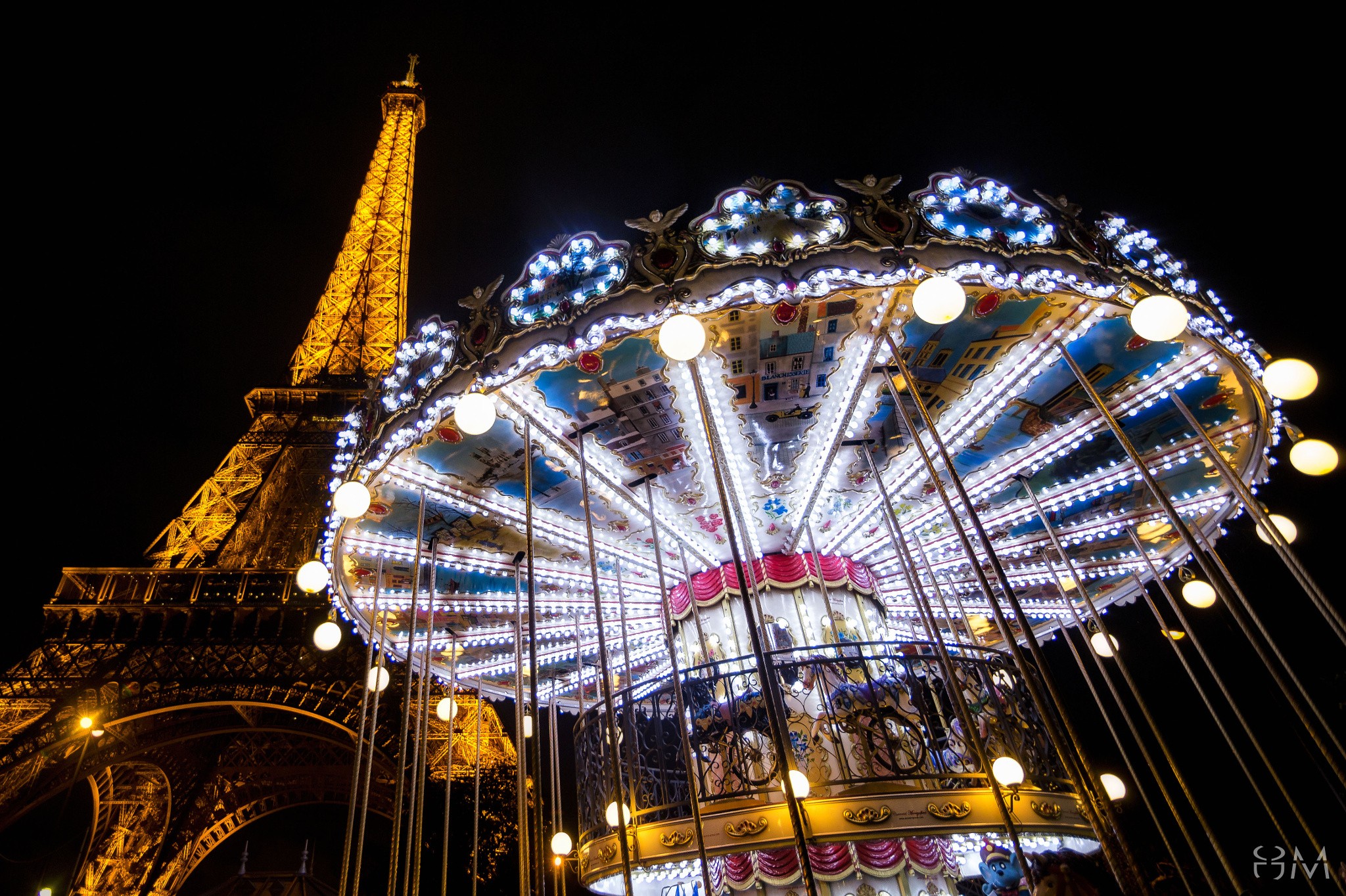 General 2048x1364 carousels Eiffel Tower night France Paris low light watermarked