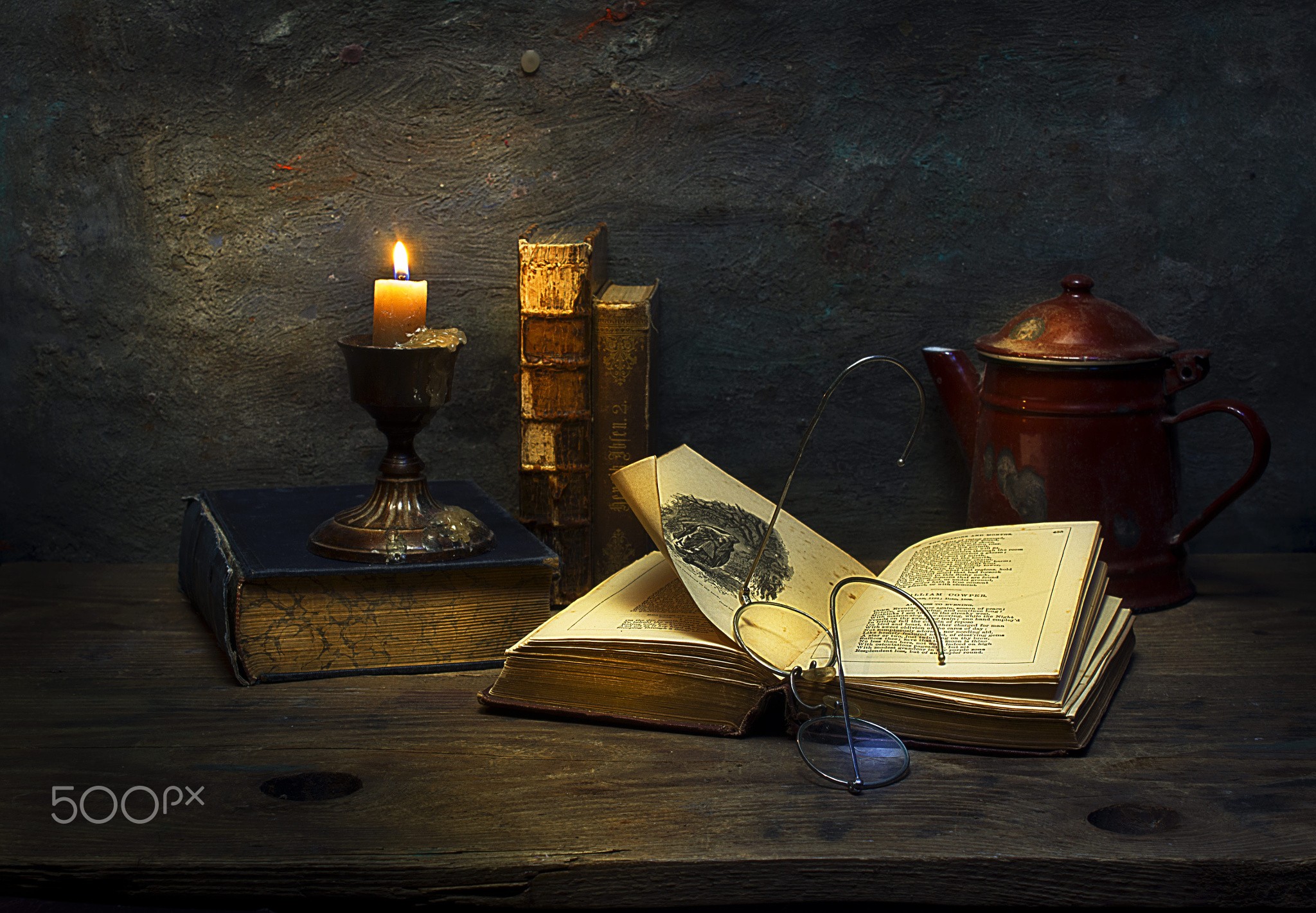 General 2048x1421 candles still life 500px books glasses