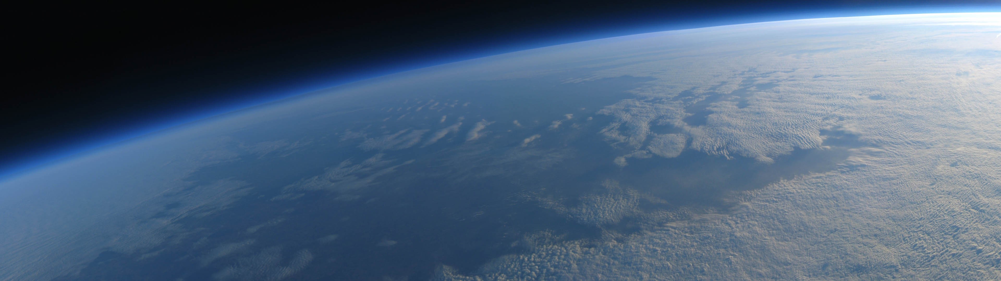 General 3840x1080 multiple display space Earth clouds atmosphere CGI digital art space art fisheye lens planet