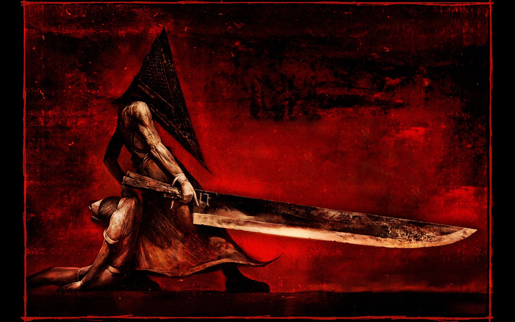General 1680x1050 Silent Hill sword Pyramid Head video games Video Game Horror horror video game art red