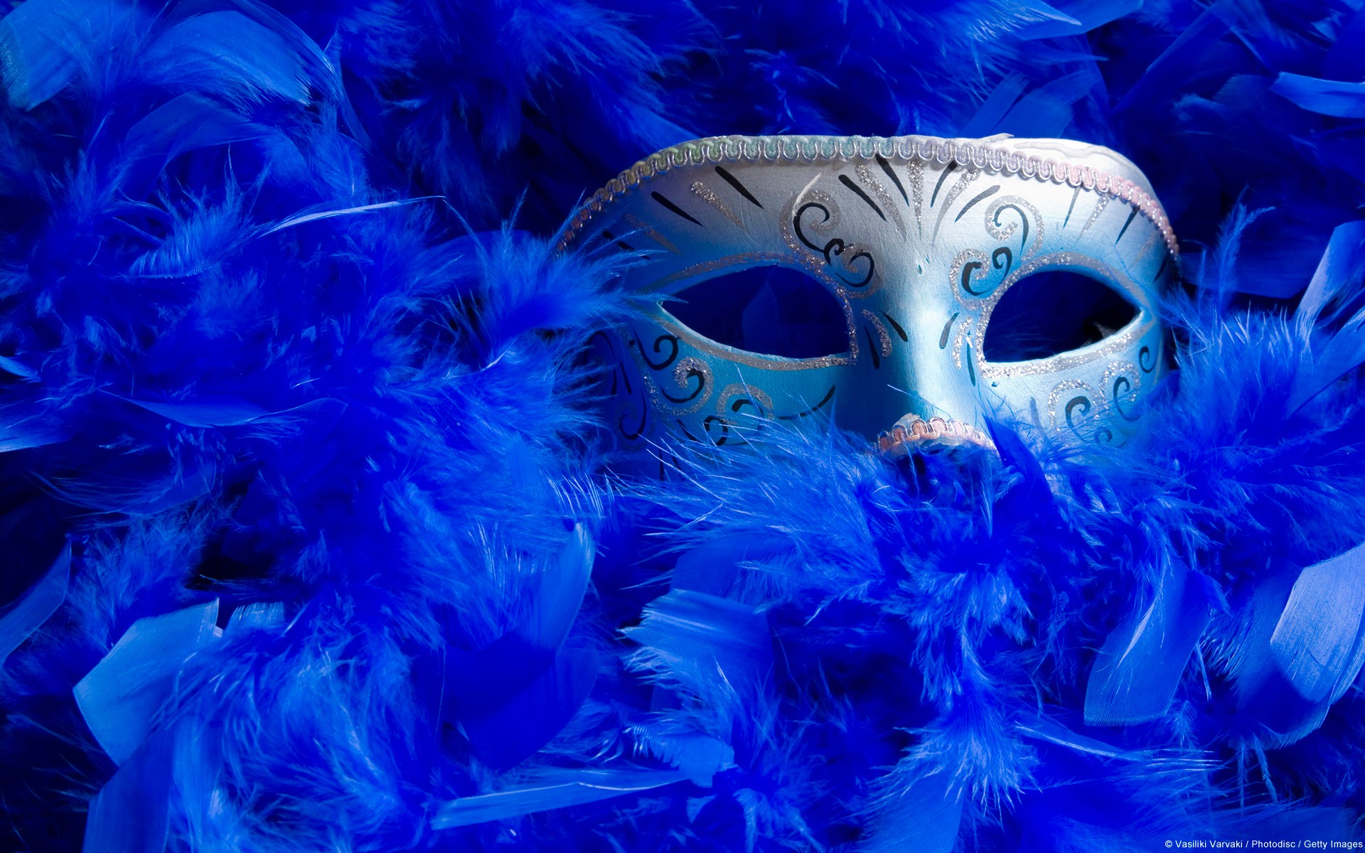 General 1920x1200 venetian masks feathers blue mask closeup watermarked