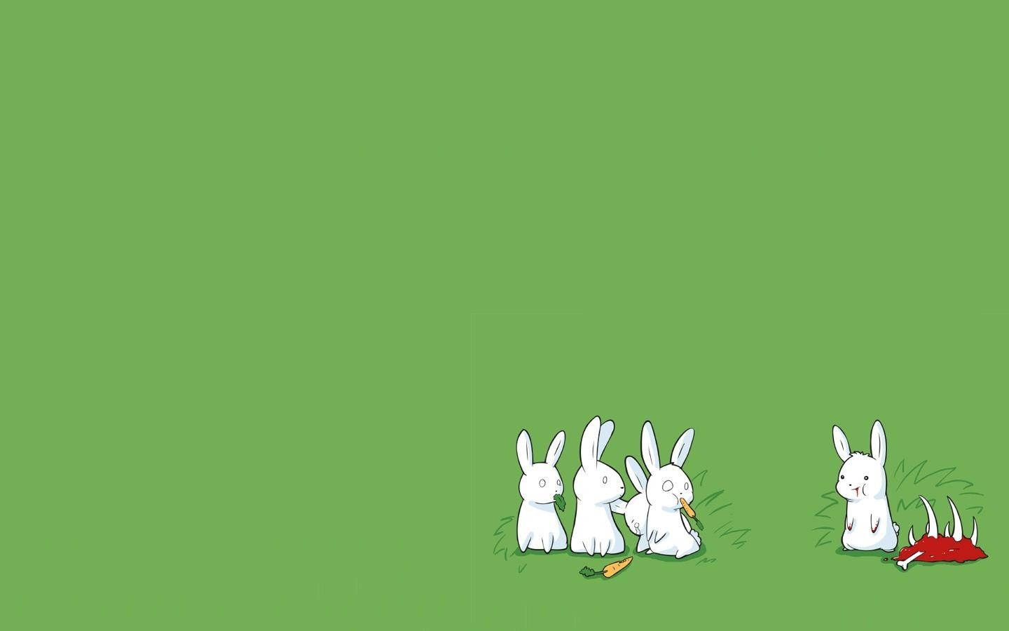 General 1440x900 rabbits dark humor minimalism carrots bones blood green background
