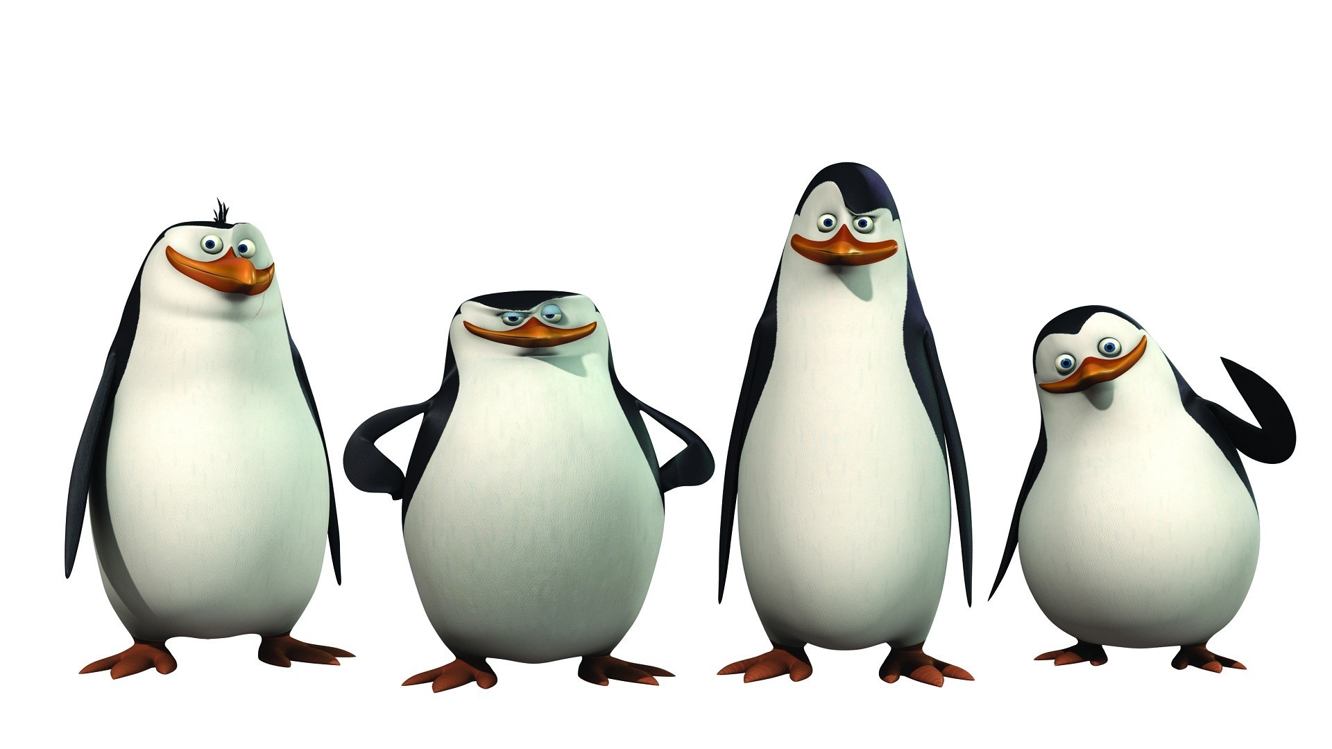 General 1920x1080 Penguins of Madagascar movies animated movies penguins animals simple background white background