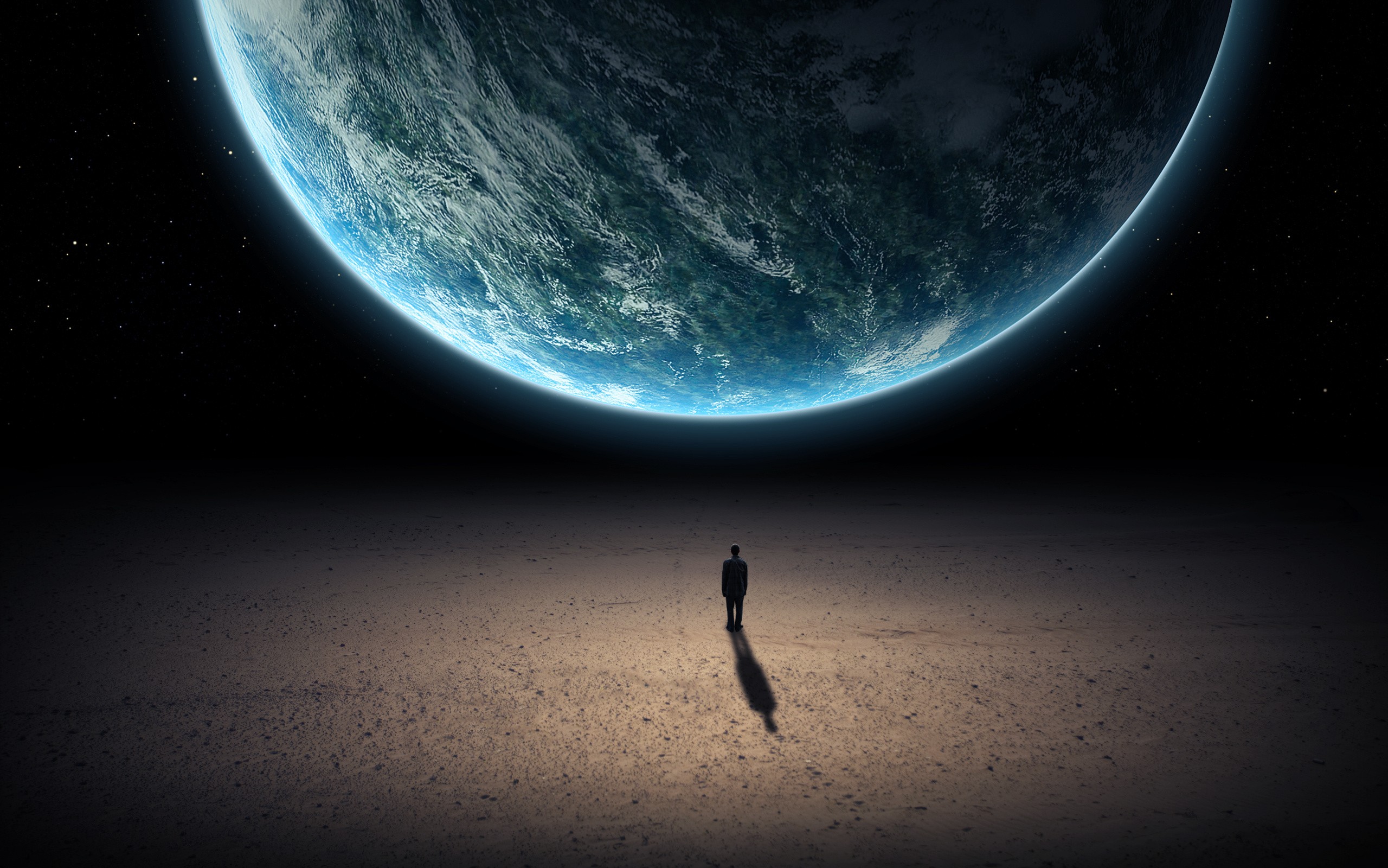 General 2560x1600 world digital art Earth standing space fictional shadow space art