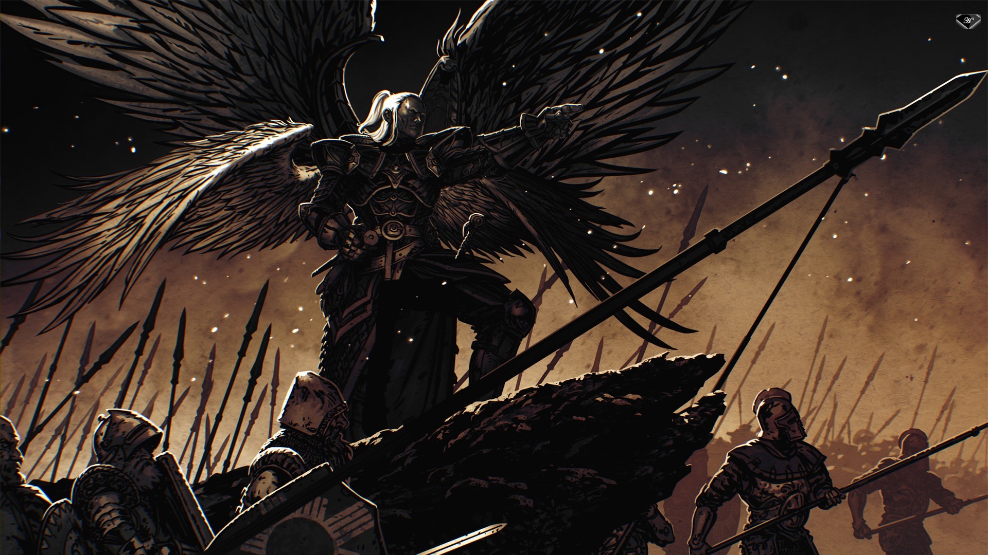 General 1920x1080 angel wings war spear video games fantasy art