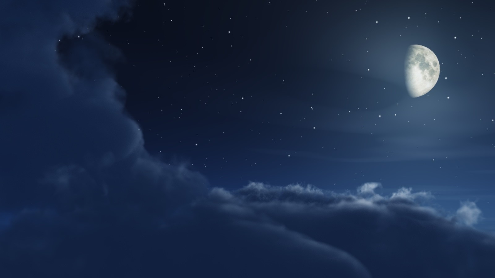 General 1600x900 Moon night clouds stars blue