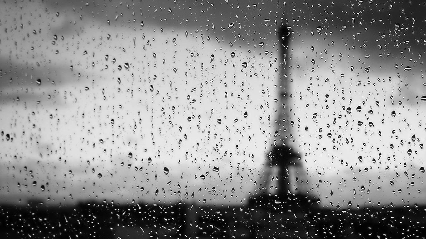 General 1366x768 Eiffel Tower water drops water on glass Paris gray gloomy France