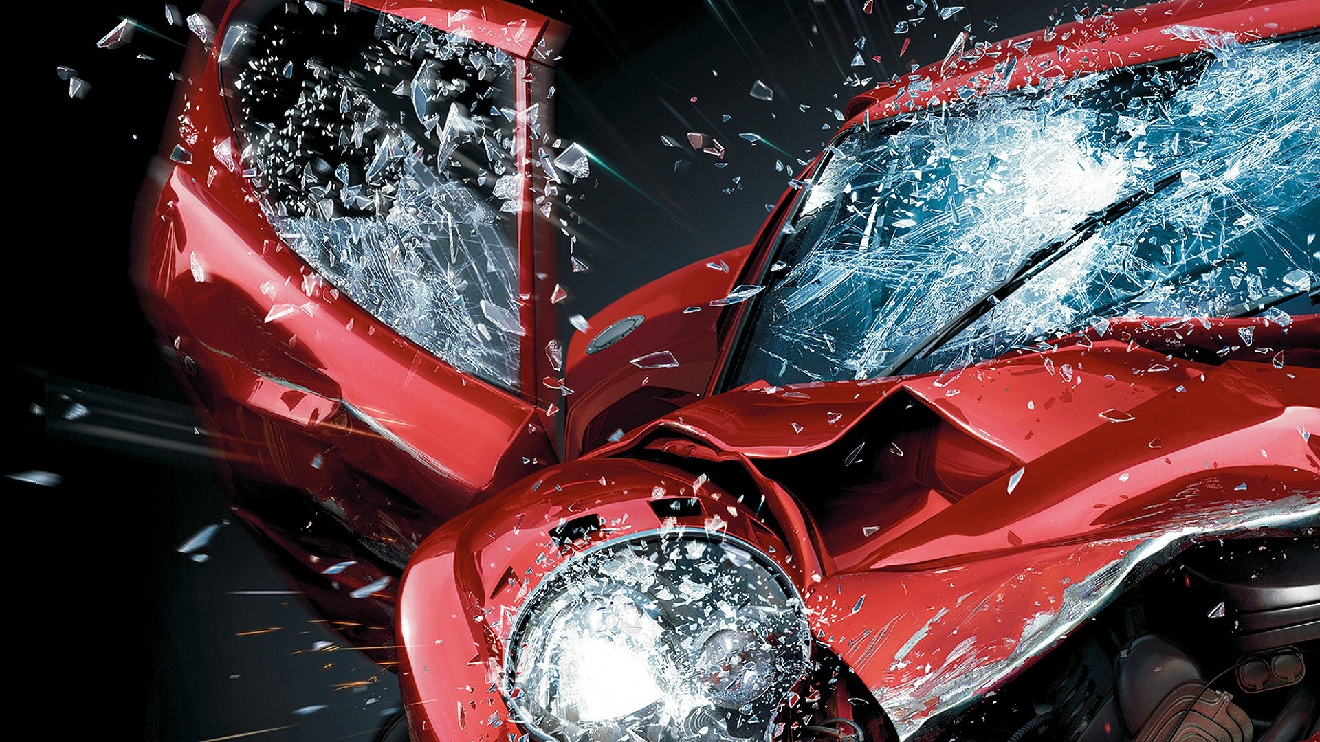 General 1920x1080 video games Burnout Paradise Criterion Games EA Games vehicle crash video game art red cars broken glass