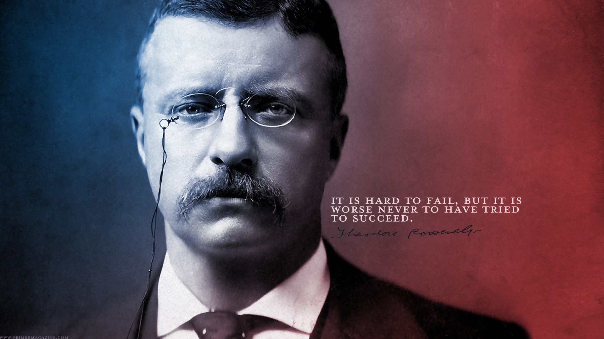 People 1920x1080 quote Teddy Roosevelt artwork men blue red