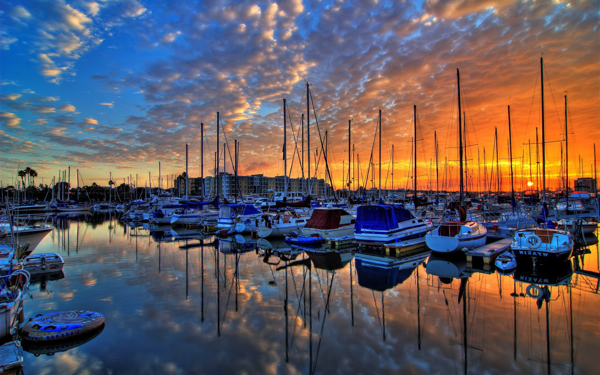 General 1920x1200 reflection clouds sea harbor boat sunset HDR sky vehicle water sunlight sailboats