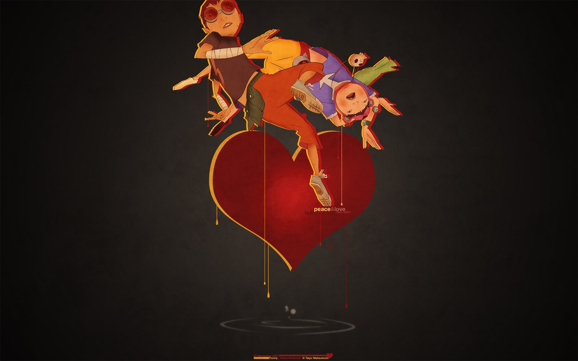 Anime 1920x1200 digital art children floating Tekkon Kinkreet heart (design) simple background