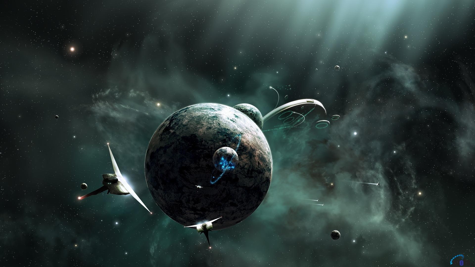General 1920x1080 spaceship space station space universe digital art CGI planet stars science fiction