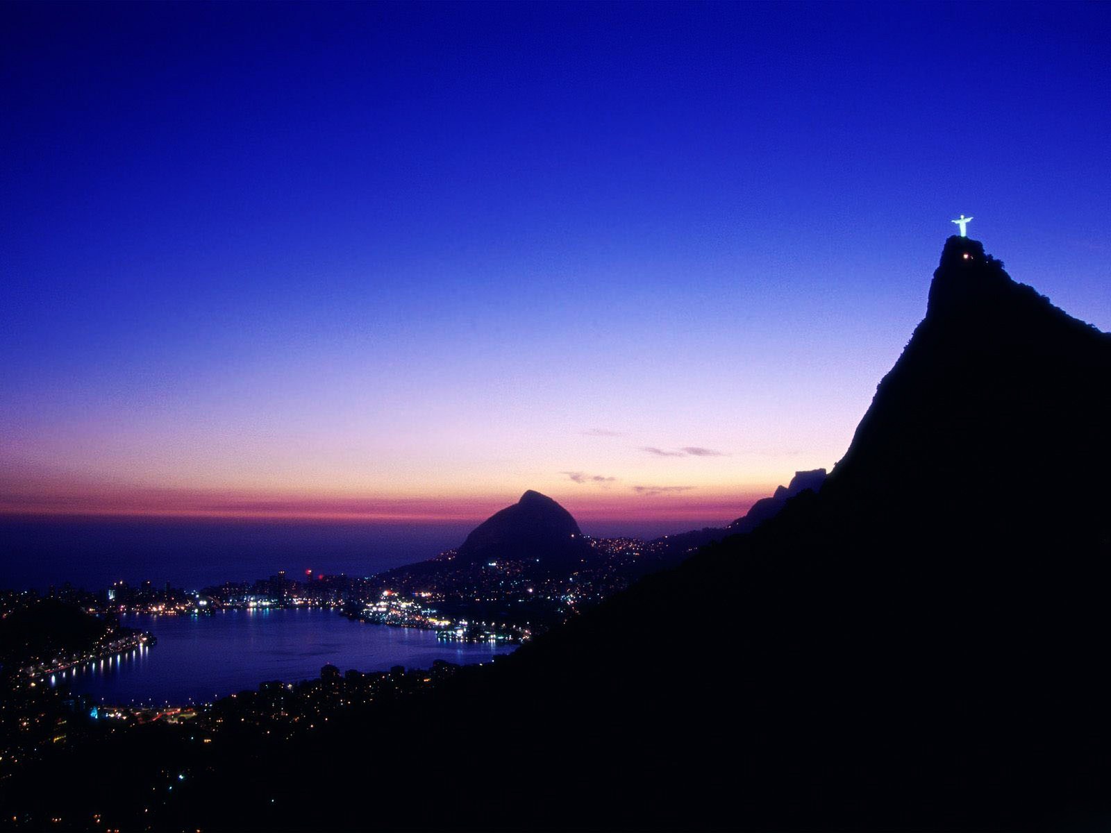 General 1600x1200 town lights mountains Rio de Janeiro city lights Brazil dark sky Lagoa Rodrigo de Freitas Christ the Redeemer night South Atlantic Ocean
