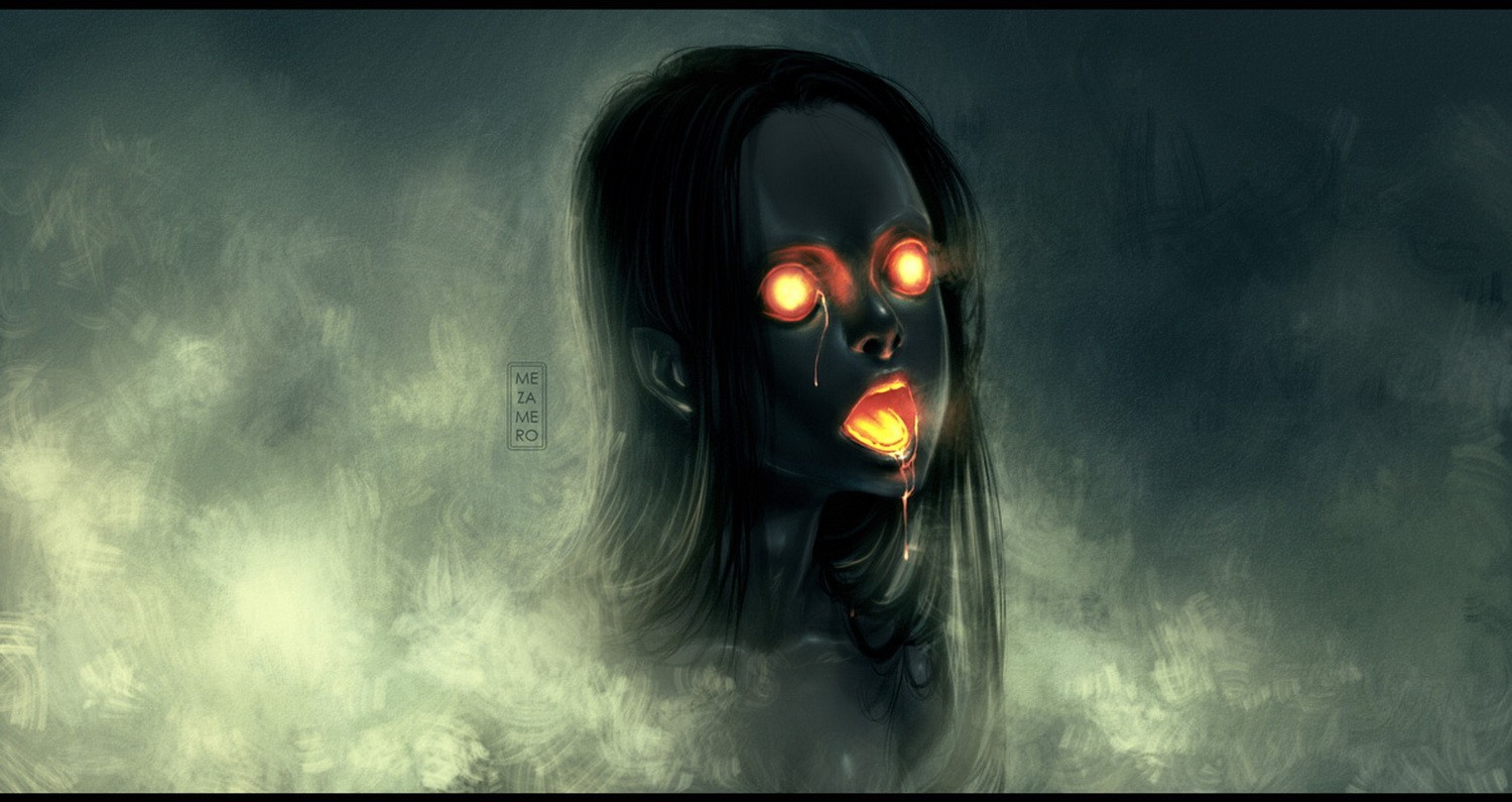 General 1500x795 fantasy art fantasy girl glowing eyes artwork open mouth red eyes horror women