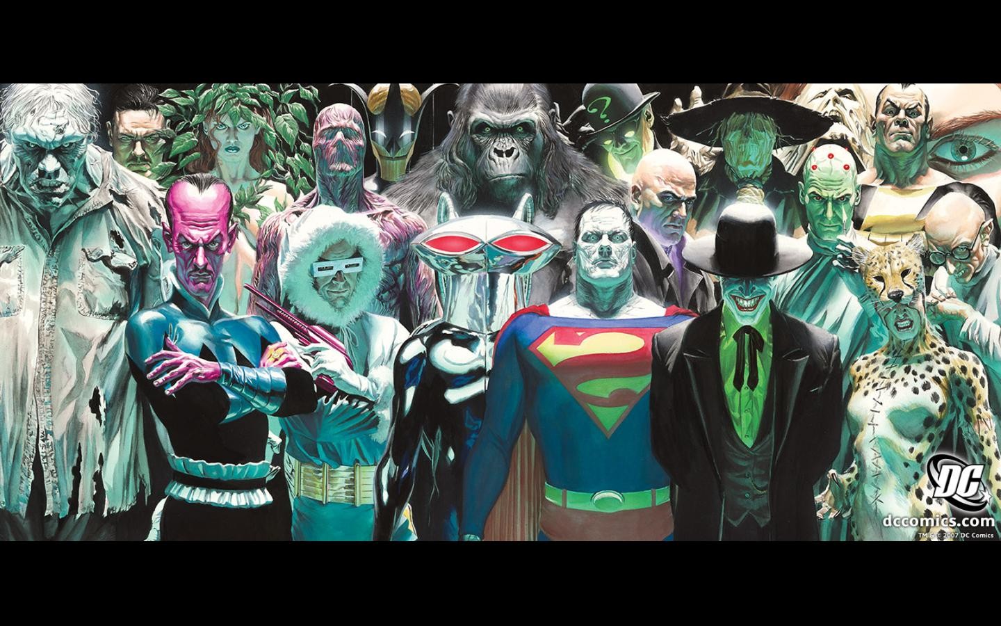 General 1440x900 DC Comics villains Bizarro Joker Brainiac Mr. Freeze Poison Ivy The Riddler Scarecrow (character) Hugo Strange Lex Luthor Sinestro Alex Ross