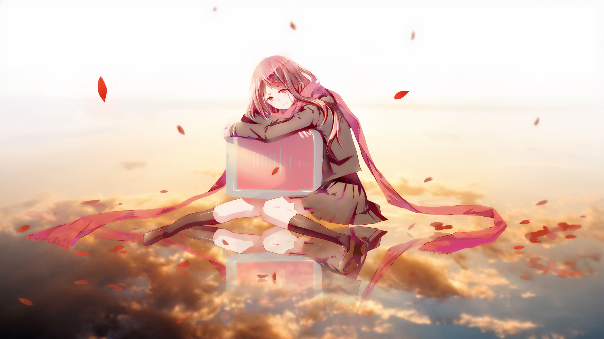 Anime 2000x1124 anime anime girls scarf Tateyama Ayano Kagerou Project white background