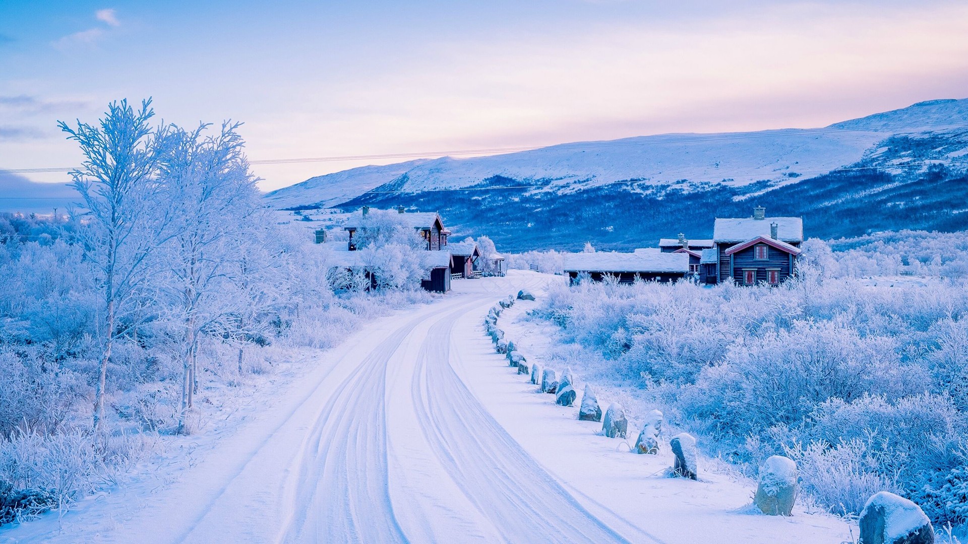 General 1920x1080 winter house road village hills landscape nordic landscapes nature outdoors cold ice