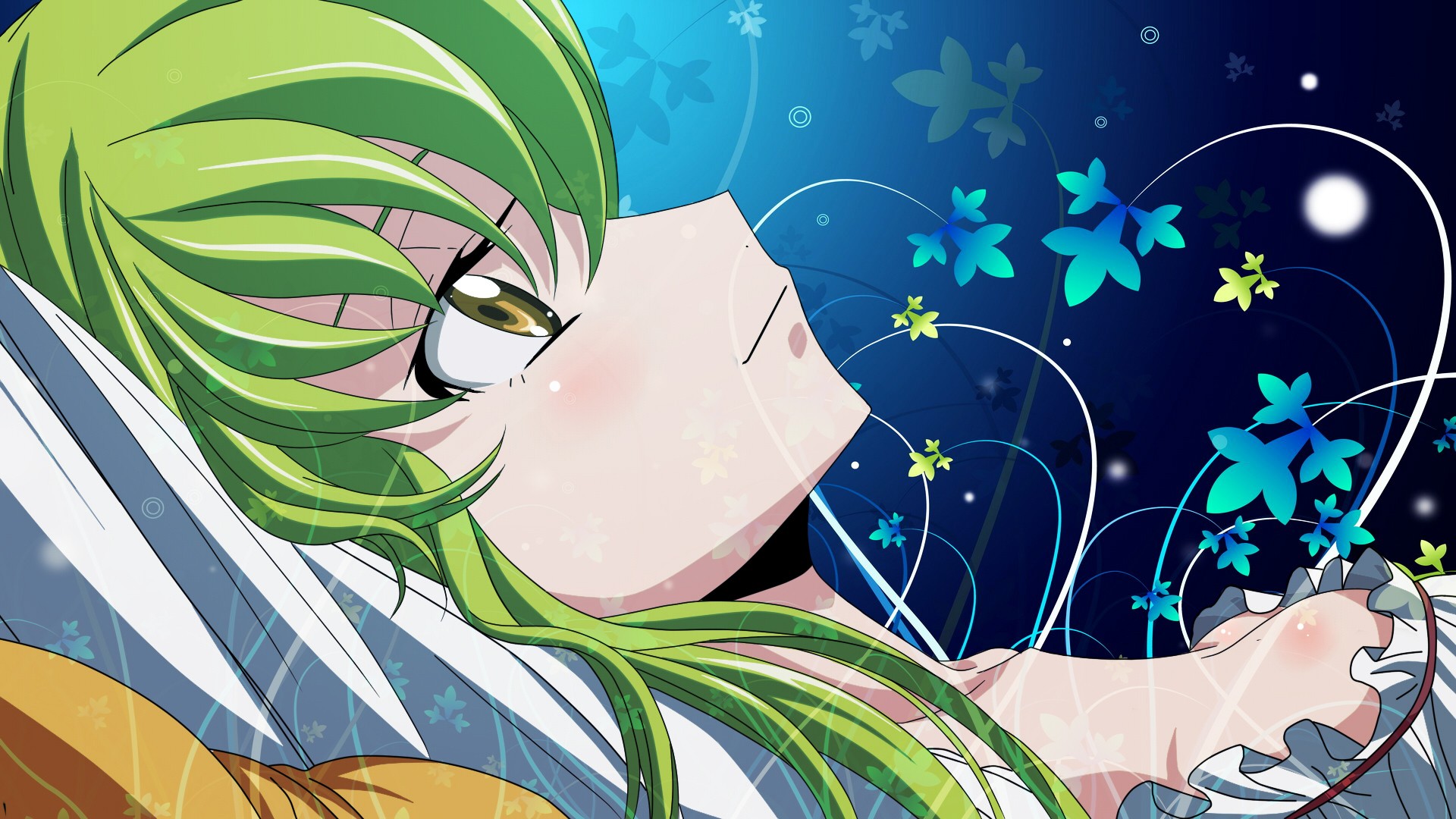 Anime 1920x1080 anime girls Code Geass C.C. (Code Geass) anime artwork face profile green hair