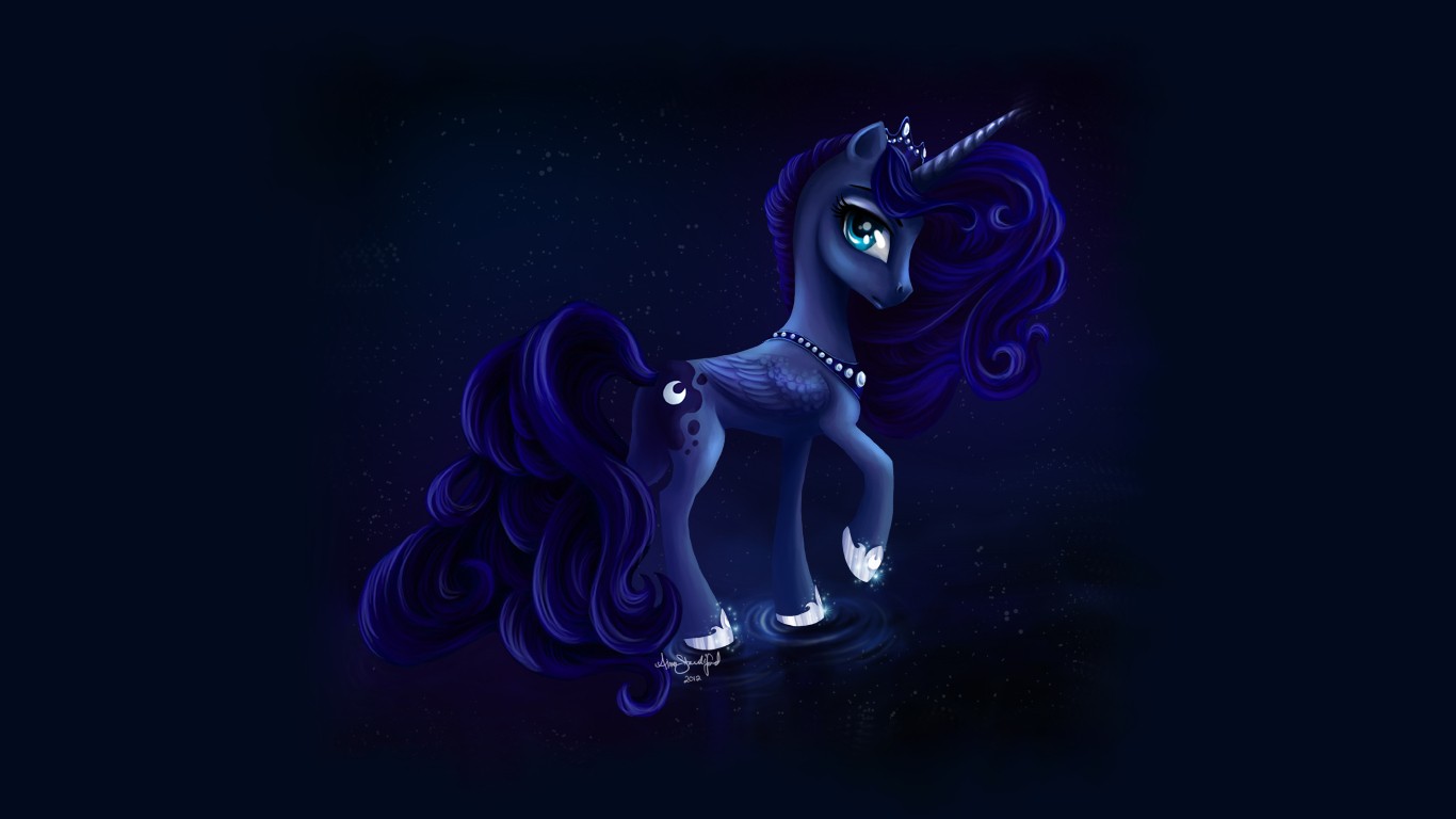 General 1366x768 fantasy art unicorn simple background artwork Princess Luna My Little Pony