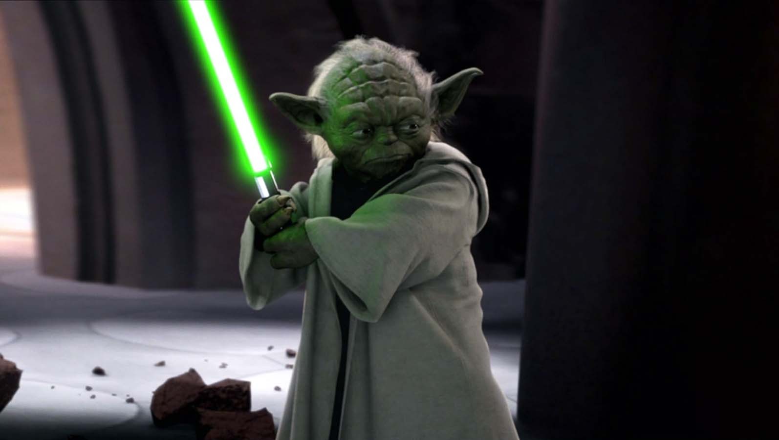 General 1594x900 Star Wars Yoda Jedi Star Wars: Episode II - Attack of the Clones lightsaber CGI film stills science fiction movies