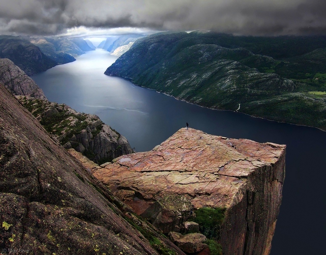 General 1280x1000 Preikestolen Norway fjord clouds cliff mountains sea green blue nature landscape nordic landscapes