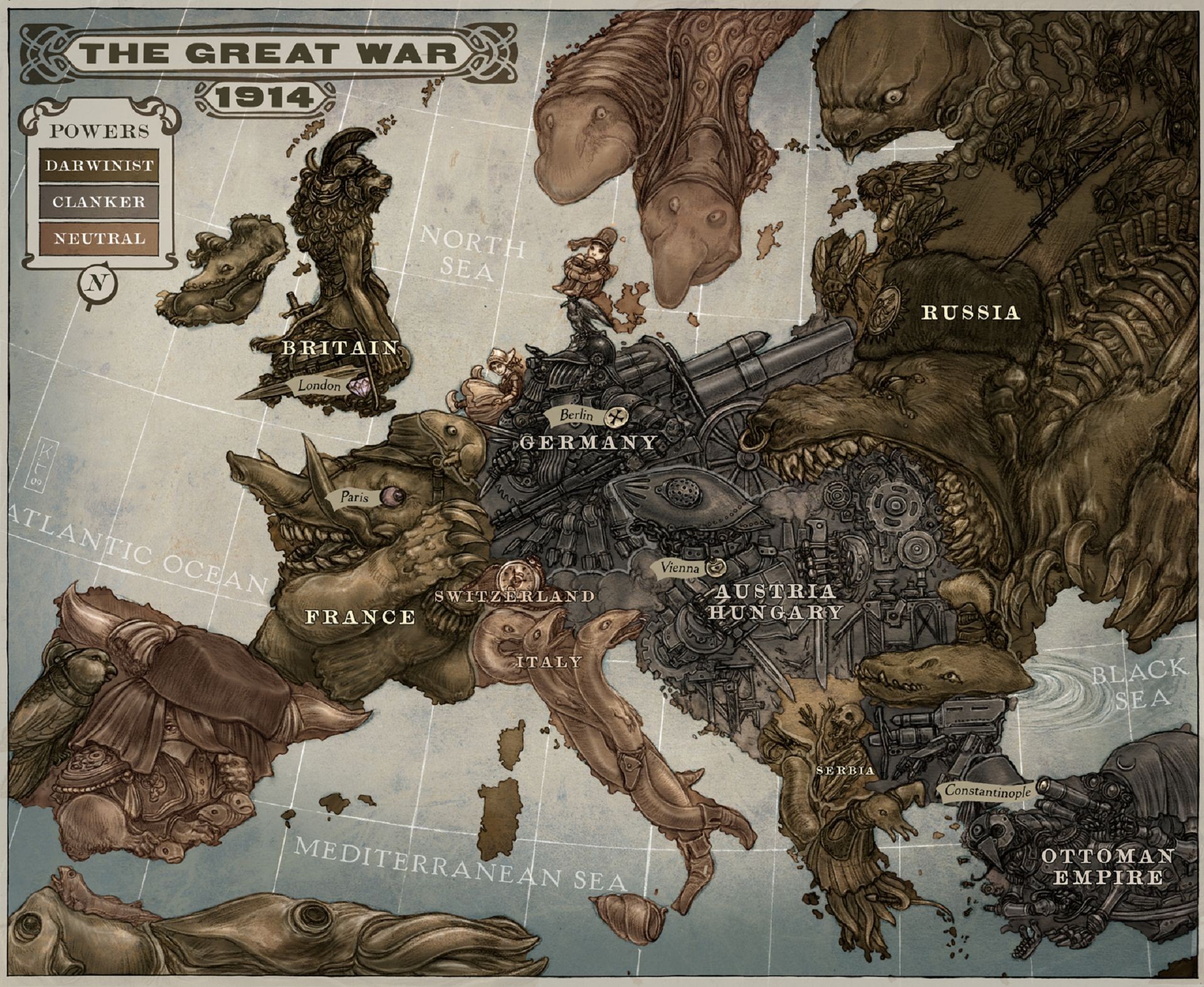 General 1920x1573 digital art map Europe steampunk 1914 (Year) World War I