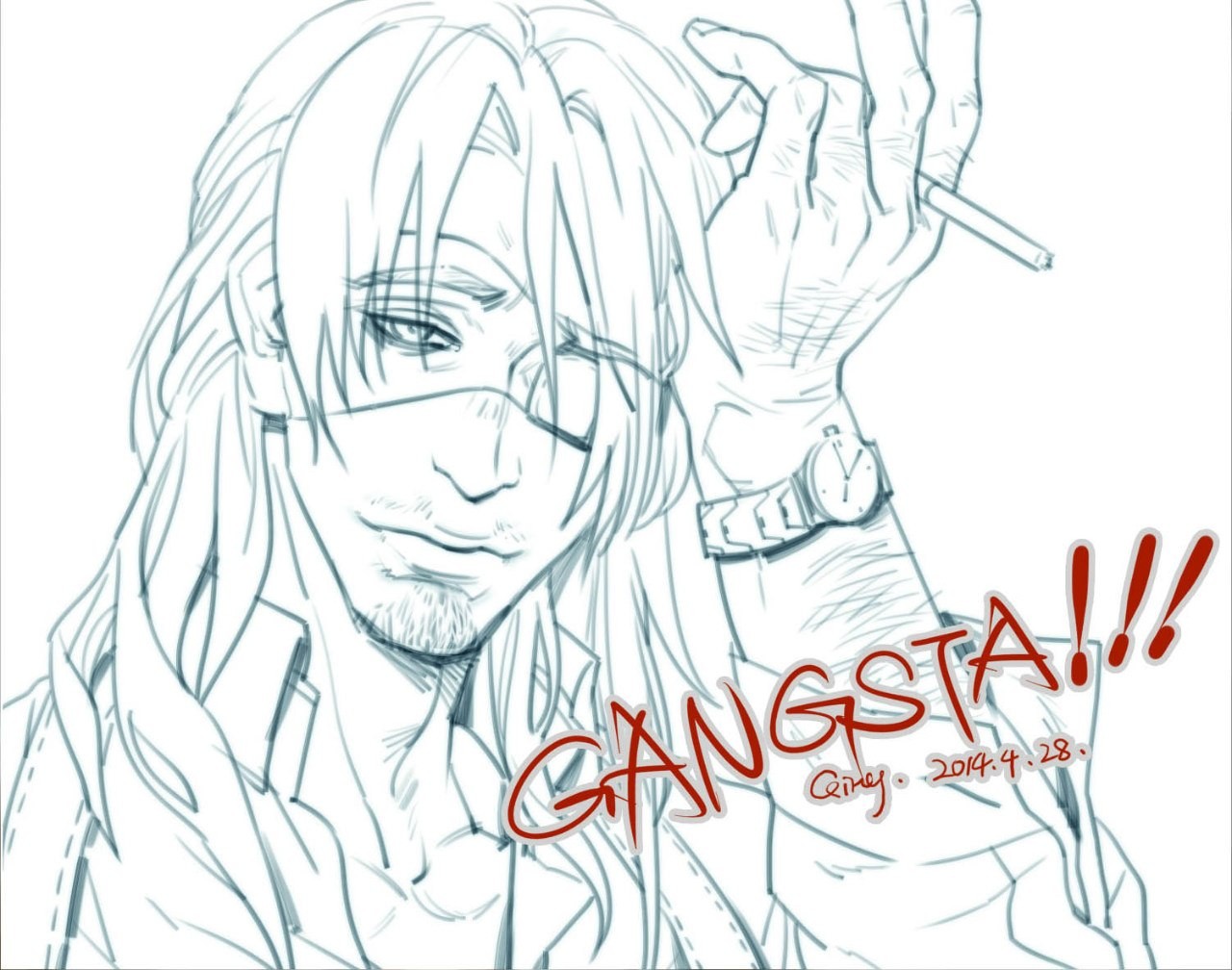Anime 1280x1008 manga Gangsta Arcangelo Worick eyepatches cigarettes drawing 2014 (Year) anime anime men