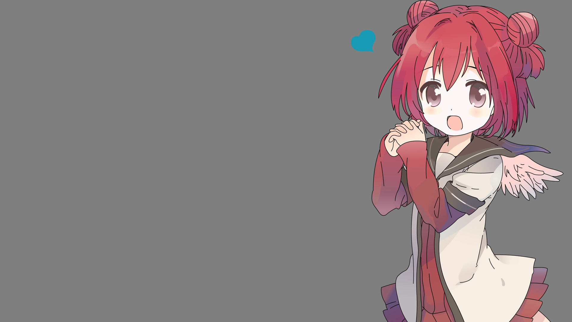 Anime 1920x1080 anime girls anime redhead simple background gray background open mouth looking at viewer